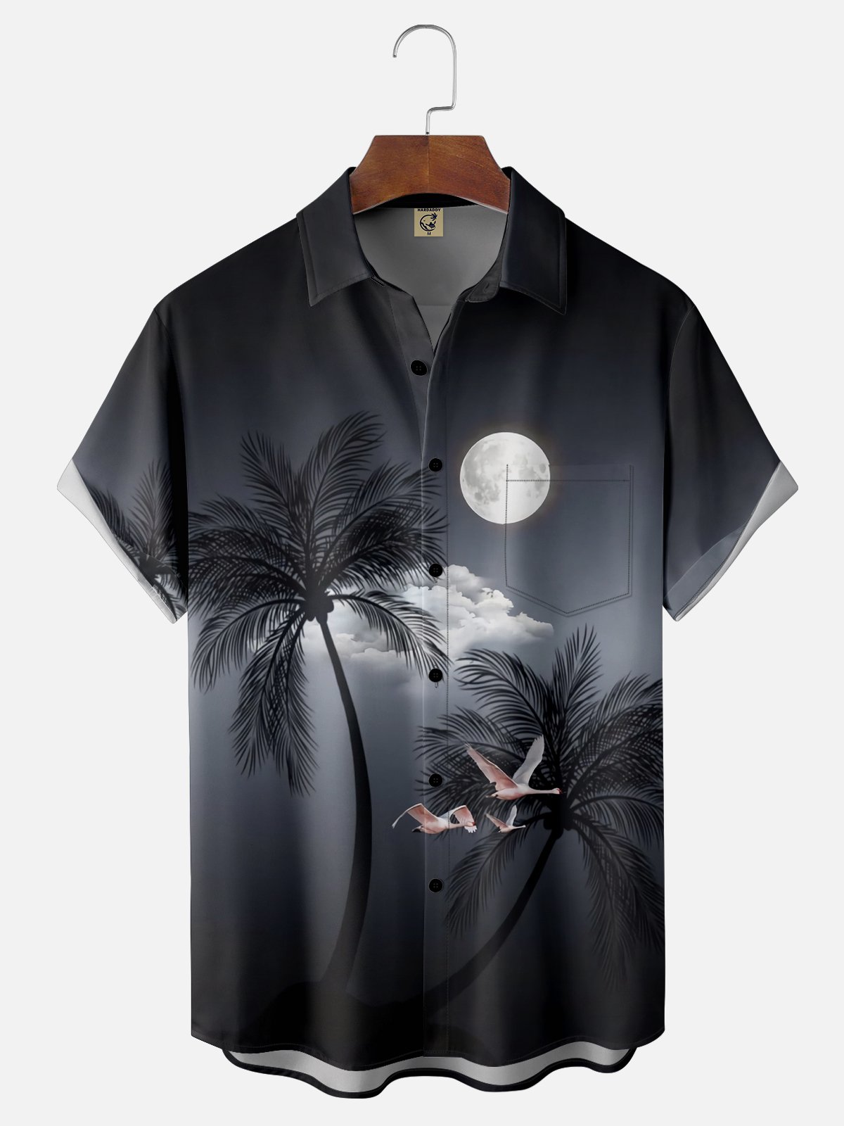 Moisture Wicking Gradient Coconut Tree Chest Pocket Hawaiian Shirt