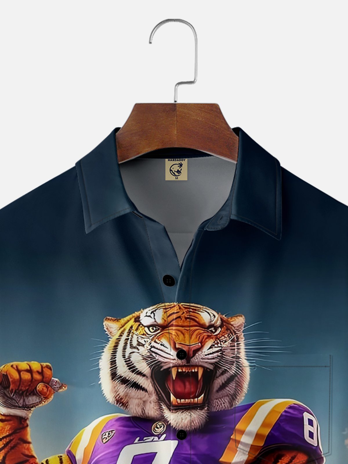 Moisture-wicking Louisiana Football Art Tiger Chest Pocket Casual Shirt