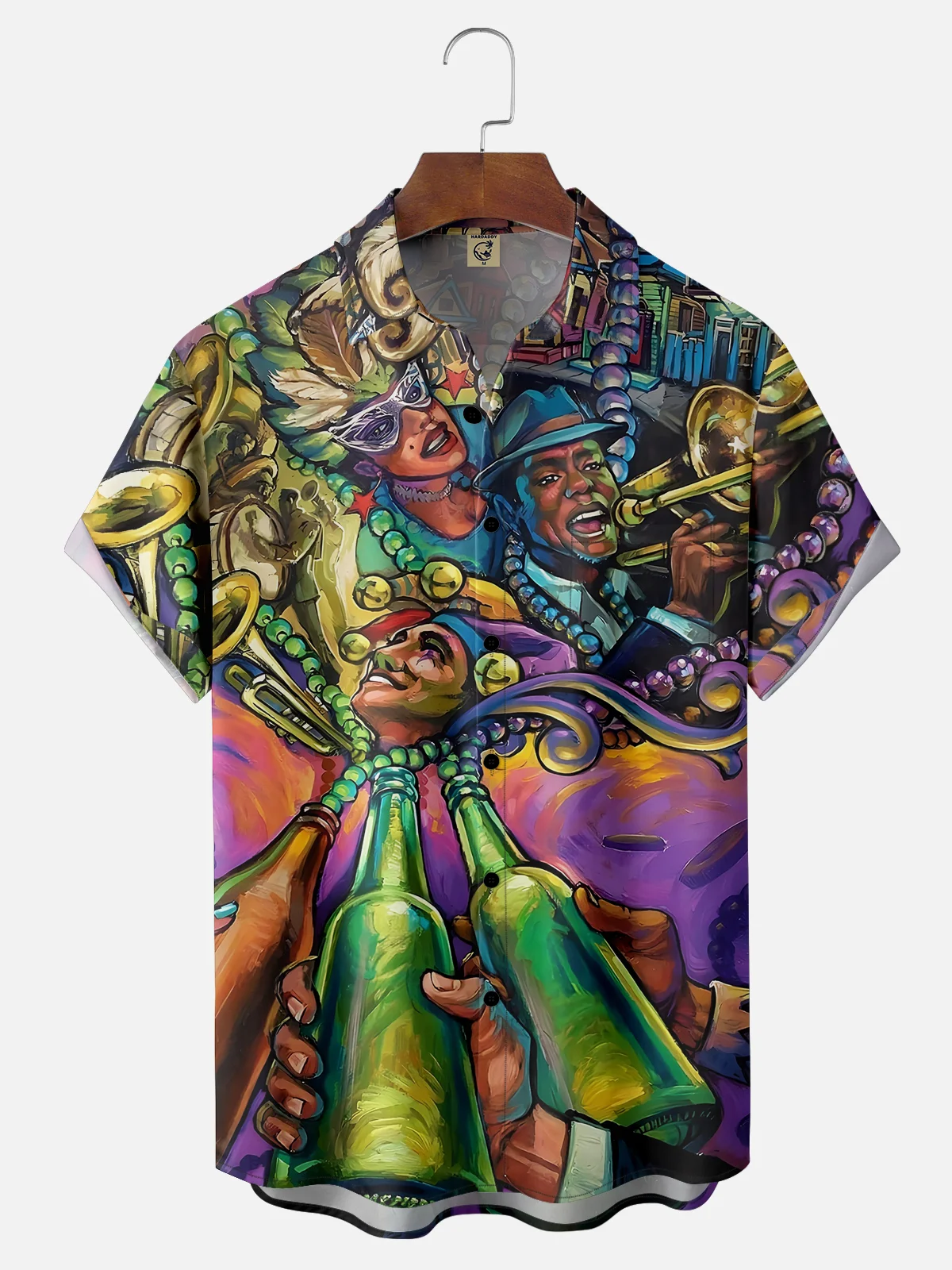 Moisture-wicking Mardi Gras Beer Art Chest Pocket Casual Shirt