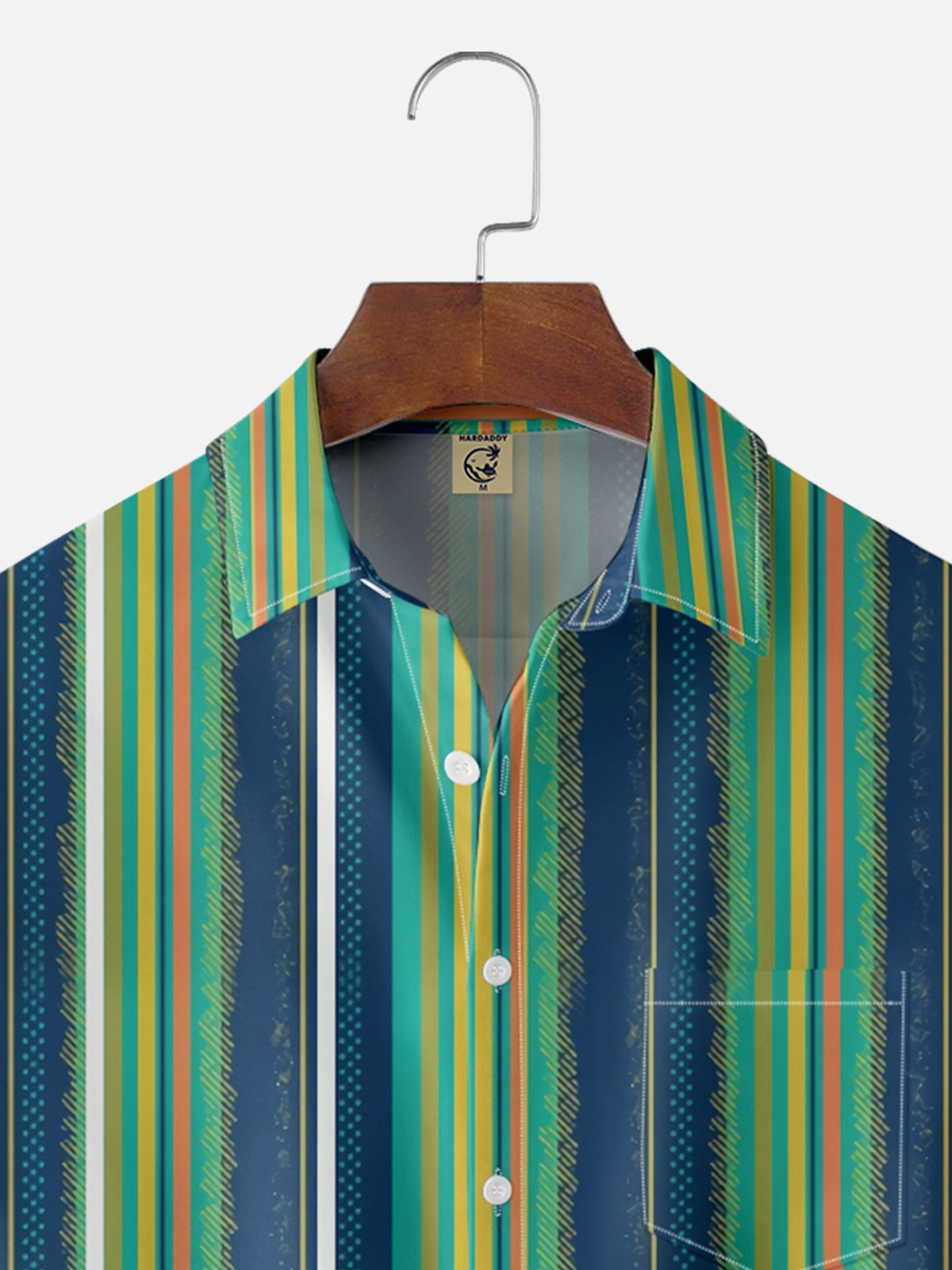 Moisture Wicking Geometric Stripes Chest Pocket Casual Shirt