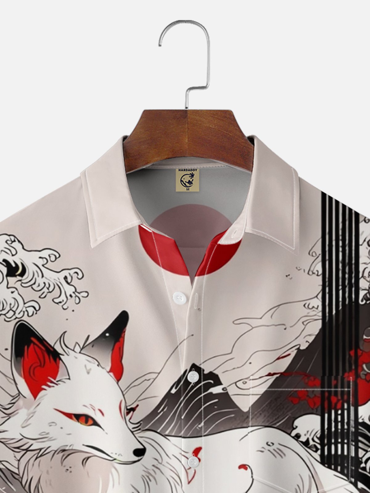 Moisture Wicking Ukiyo-e Wave Fox Chest Pocket Hawaiian Shirt