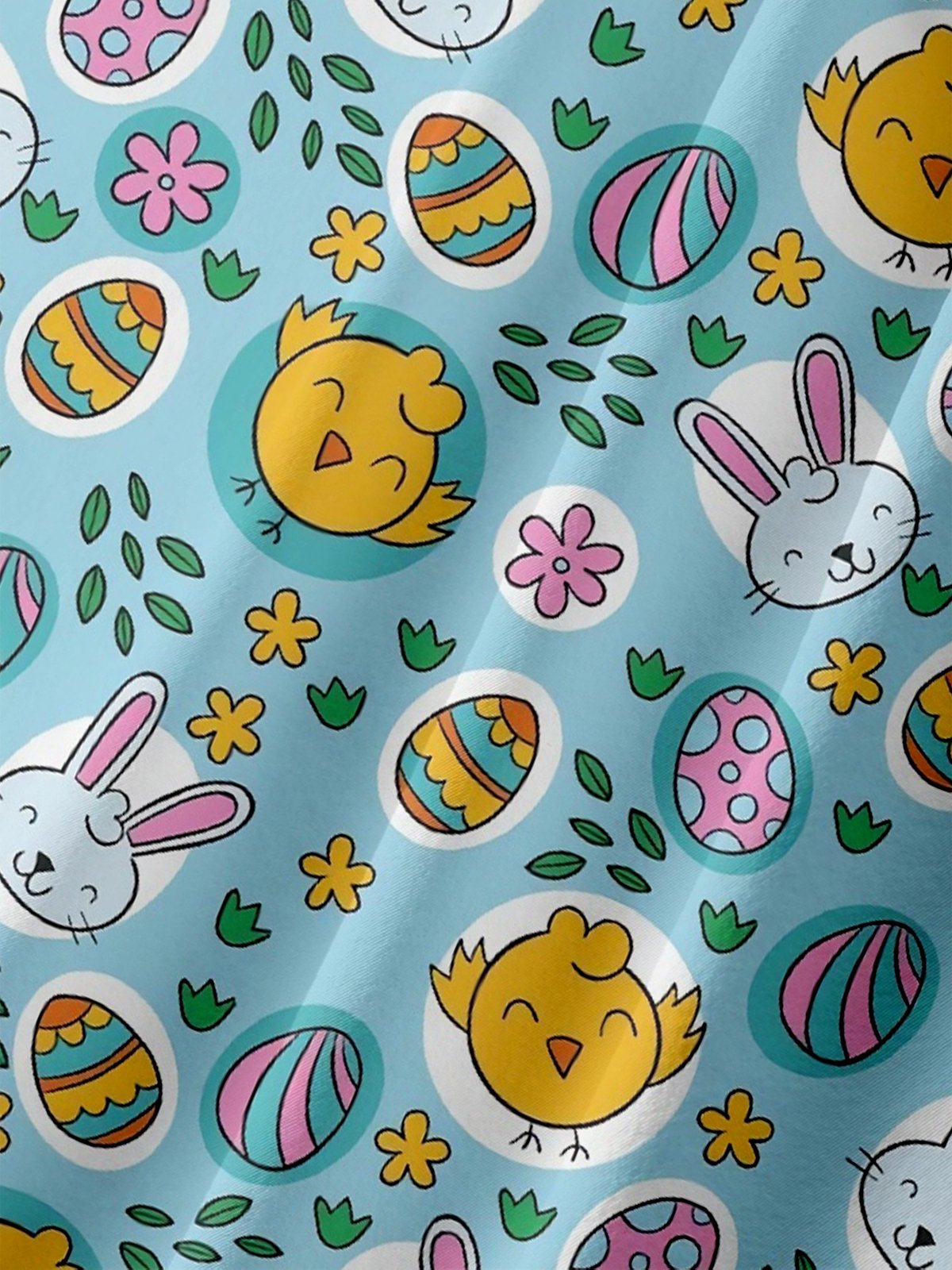 Moisture-wicking Easter Bunny Rabbit Eggs Chest Pocket Casual Shirt