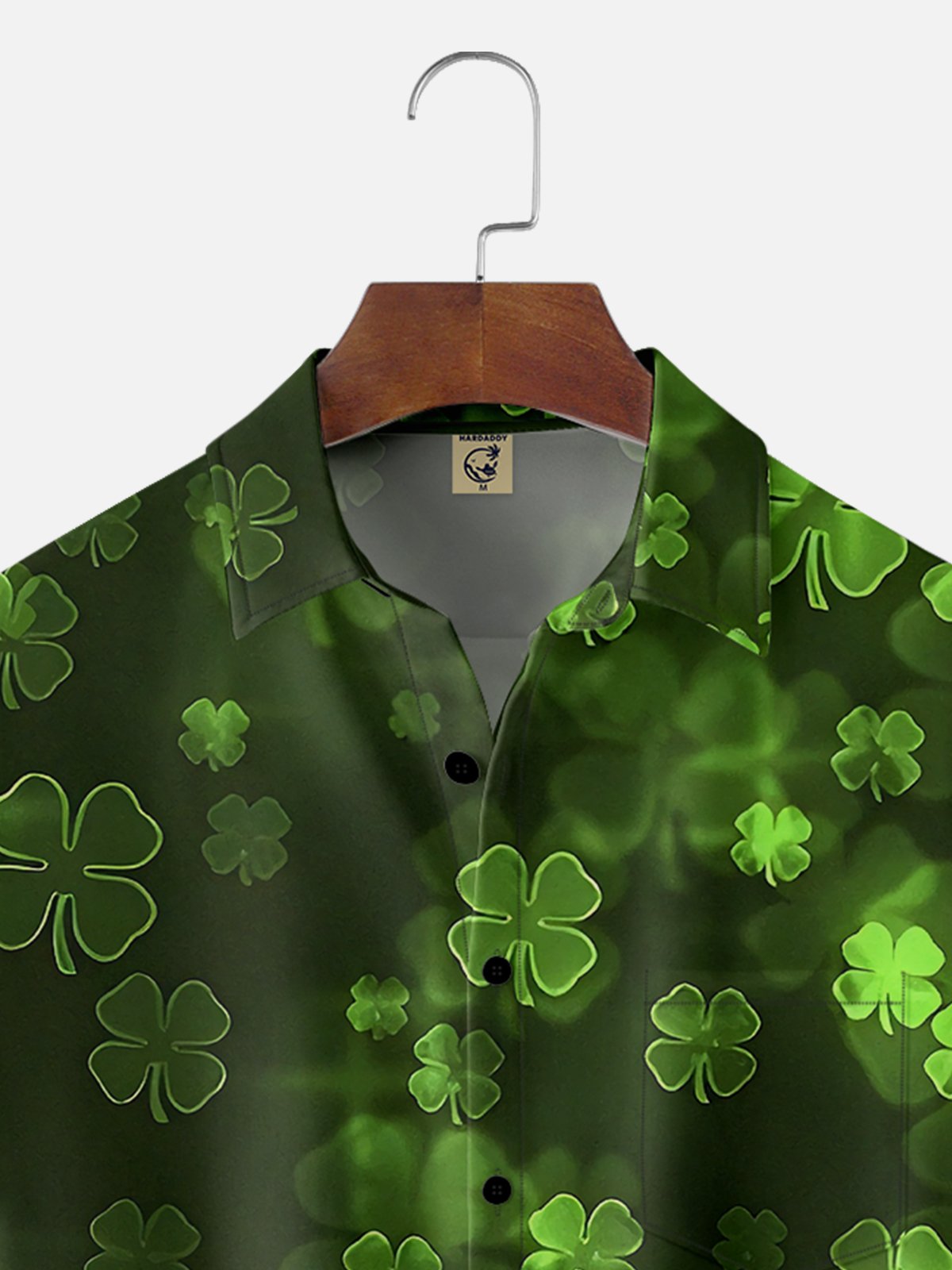 Moisture-wicking St. Patrick's Day Lucky Clover Classic Chest Pocket Hawaiian Shirt