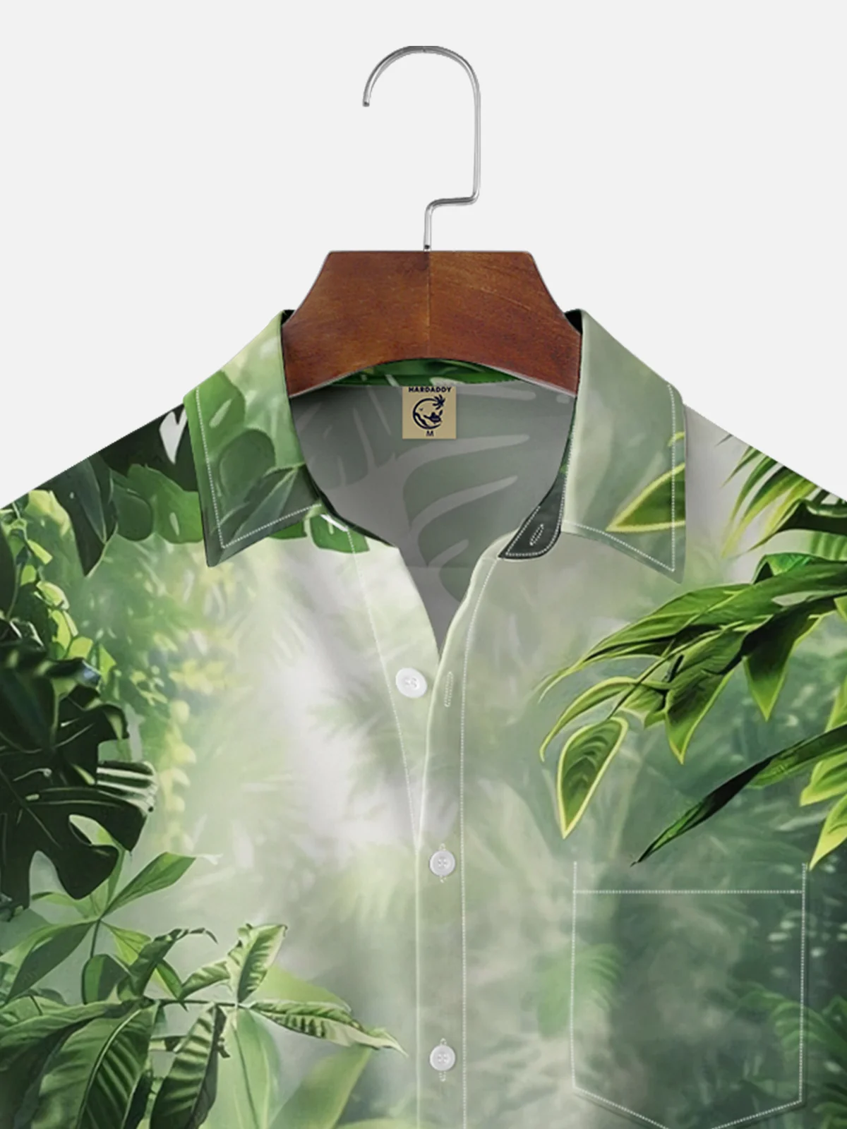 Moisture-wicking Rainforest Scenery Chest Pocket Hawaiian Shirt