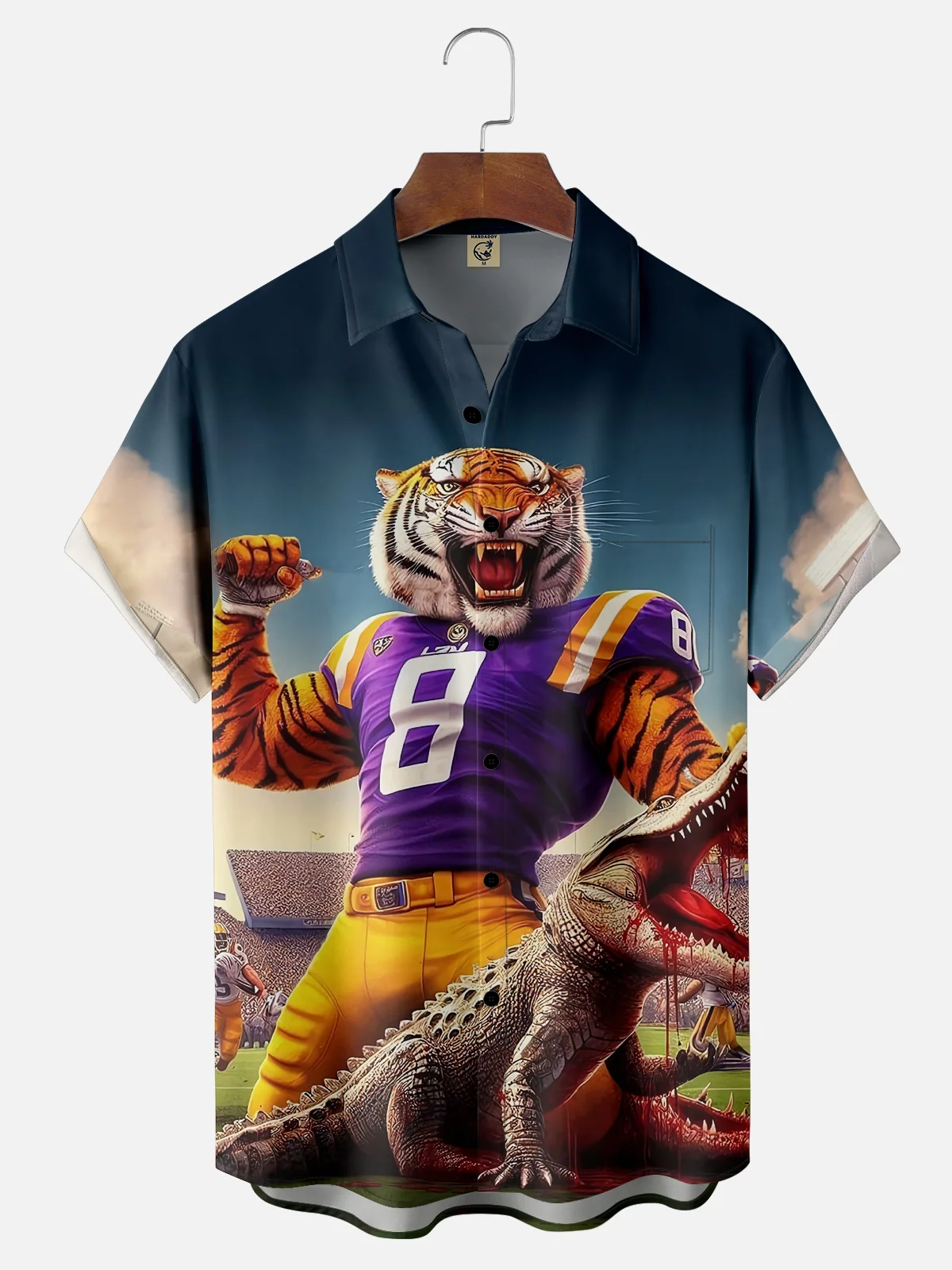 Moisture-wicking Louisiana Football Art Tiger Chest Pocket Casual Shirt