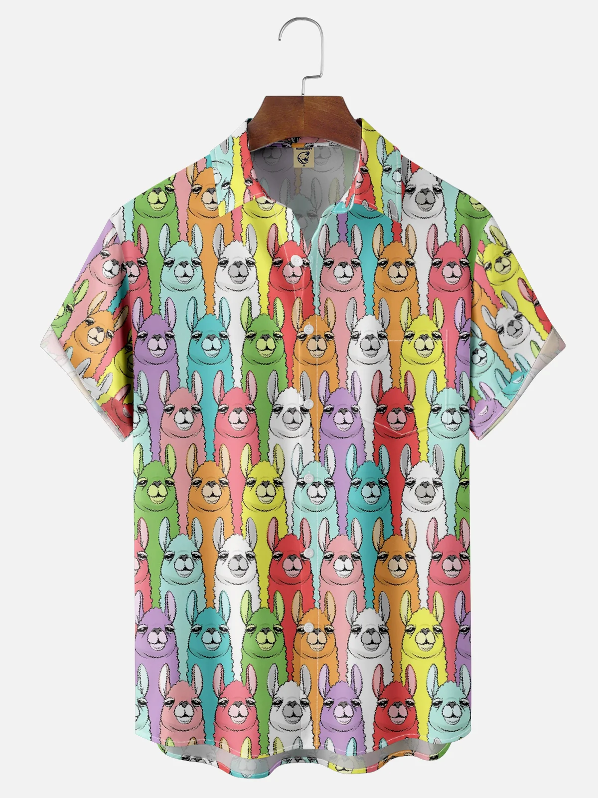 Moisture-wicking Alpaca cartoon Chest Pocket Casual Shirt