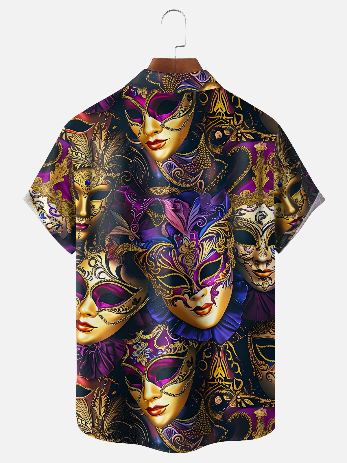 Moisture-wicking Mardi Gras Mask Chest Pocket Casual Shirt