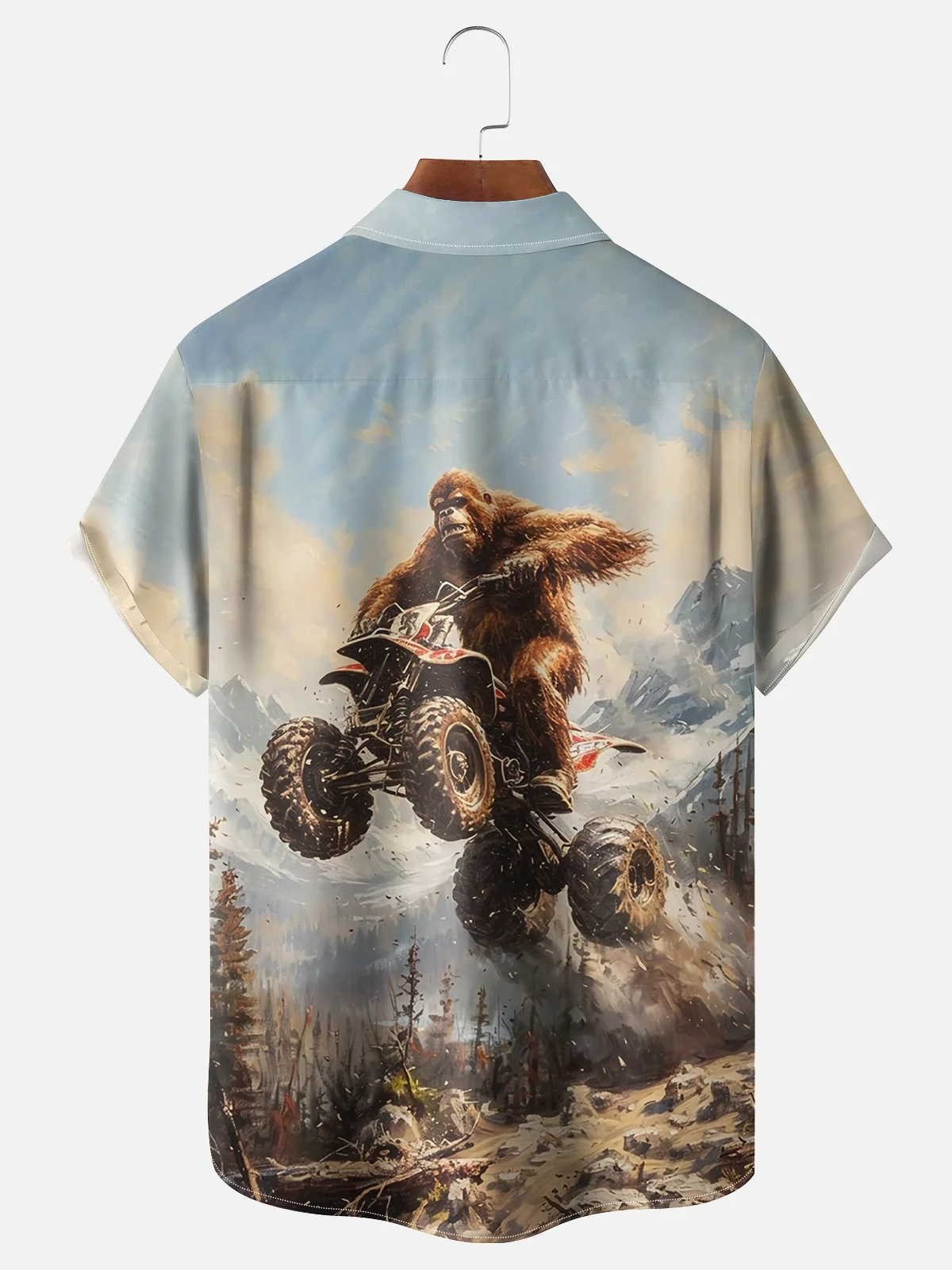 Moisture-wicking Bigfoot Motorcycle Chest Pocket Casual Shirt