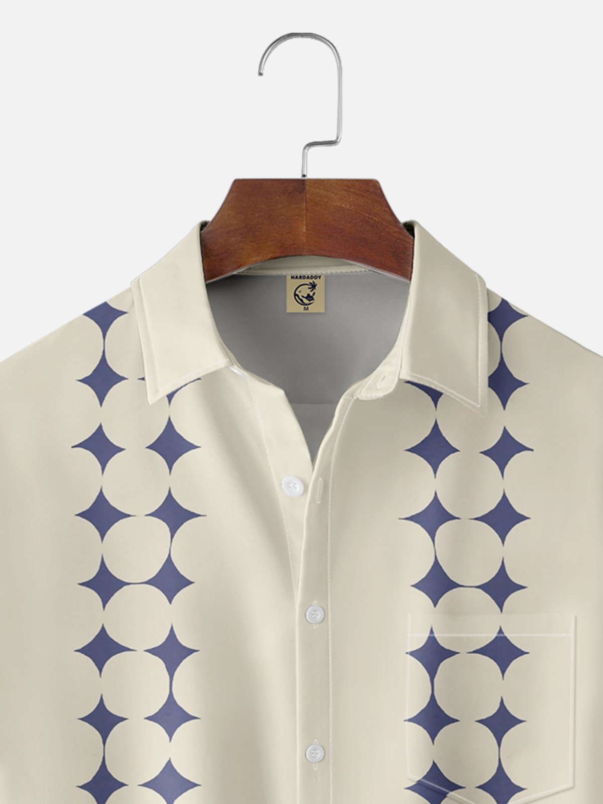 Moisture-wicking Geomatric Chest Pocket Bowling Shirt