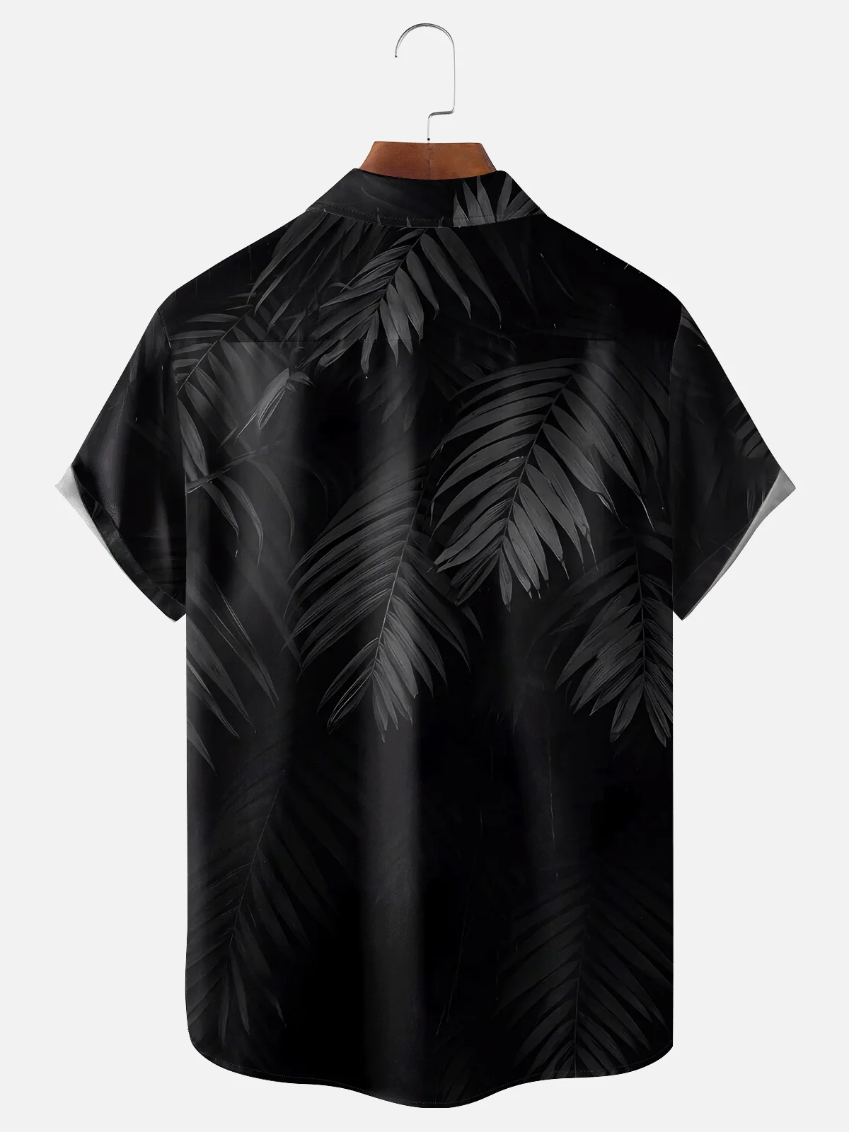 Moisture Wicking Black Botanical Chest Pocket Hawaiian Shirt