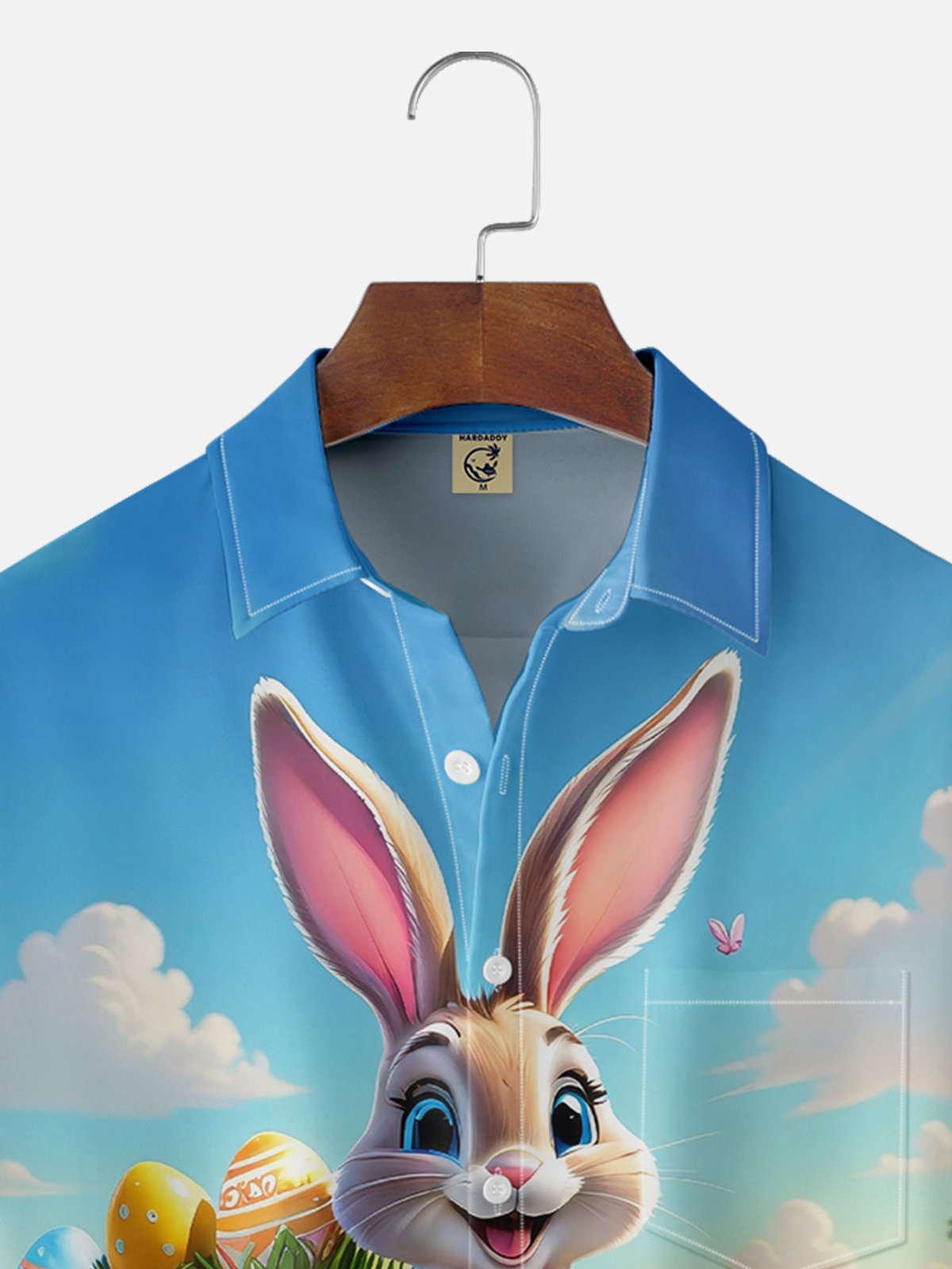 Moisture-wicking Easter Rabbit Egg Car Chest Pocket Casual Shirt