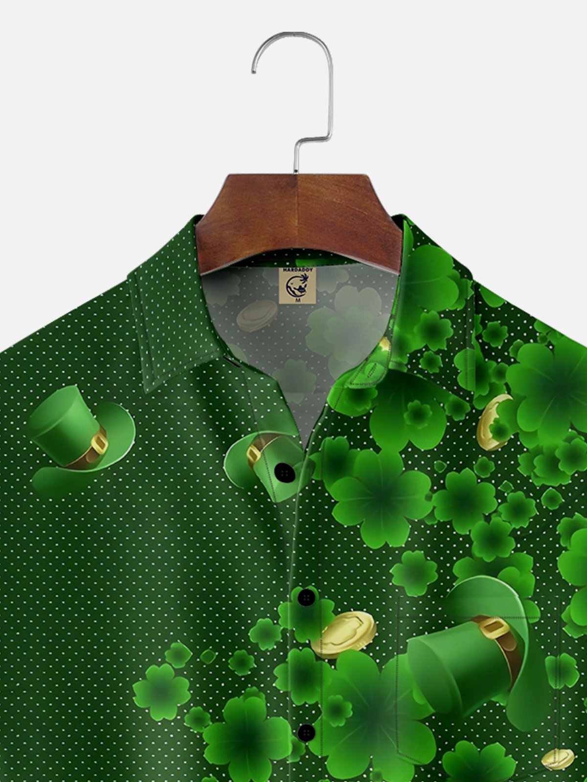 Moisture-wicking Happy St. Patrick's Day Lucky Clover Green Chest Pocket Casual Shirt