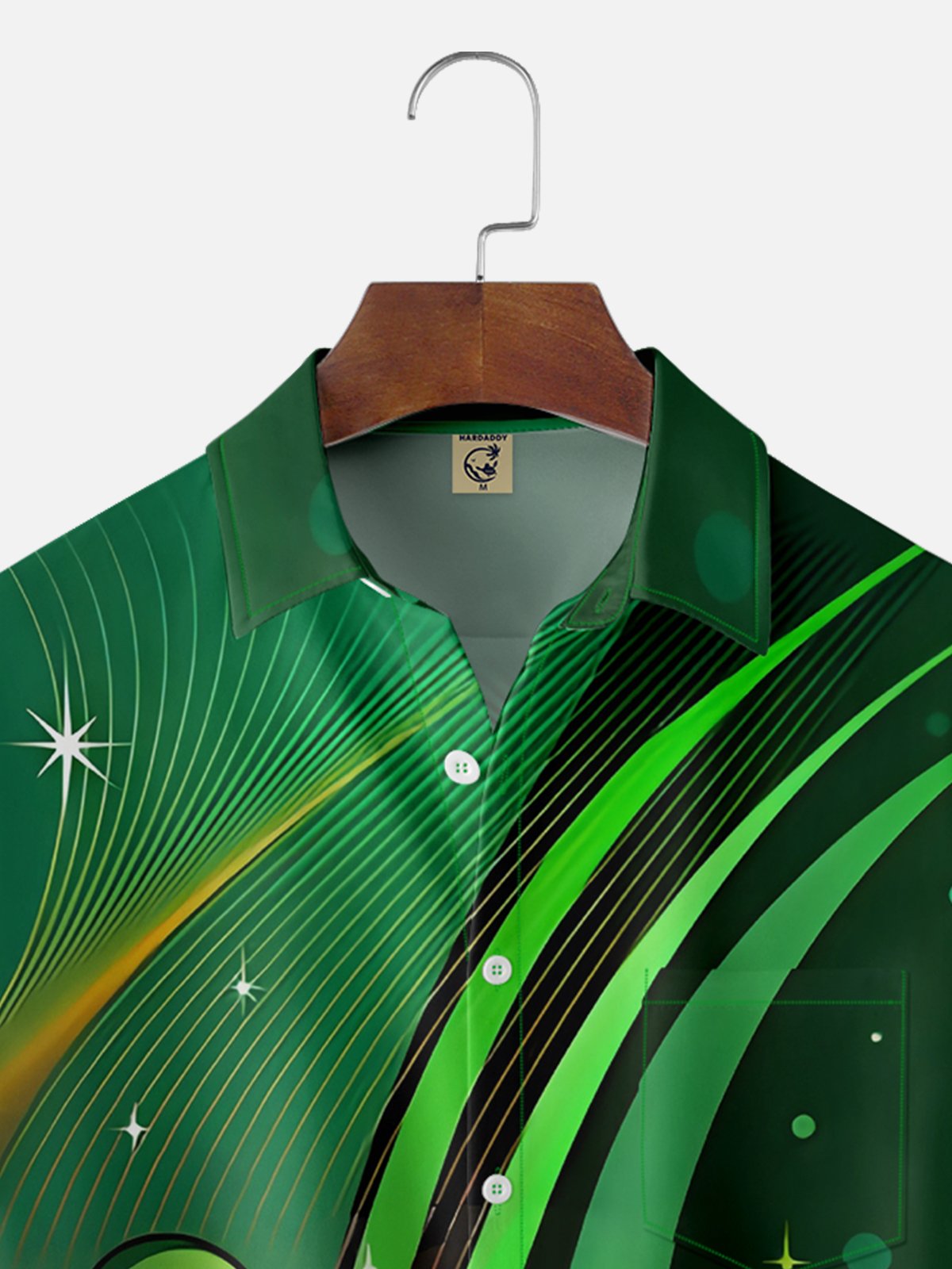 Moisture-wicking St. Patrick's Day Four Leaf Clover Chest Pocket Casual Shirt