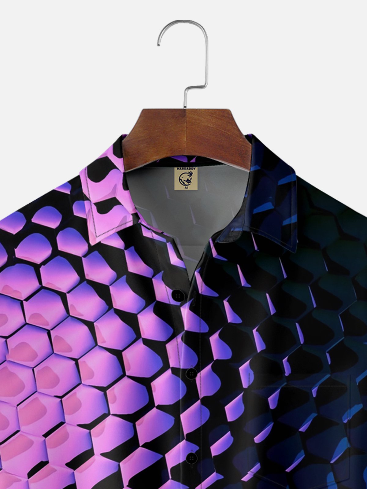 Moisture-wicking Gradient Honeycomb Geomatric Chest Pocket Casual Shirt