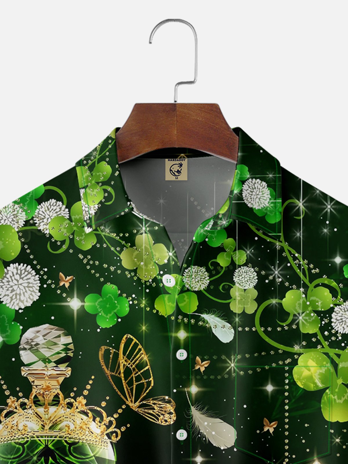 Moisture-wicking St. Patrick'S Day Clover Four-Leaf Clover Feather Chest Pocket Casual Shirt