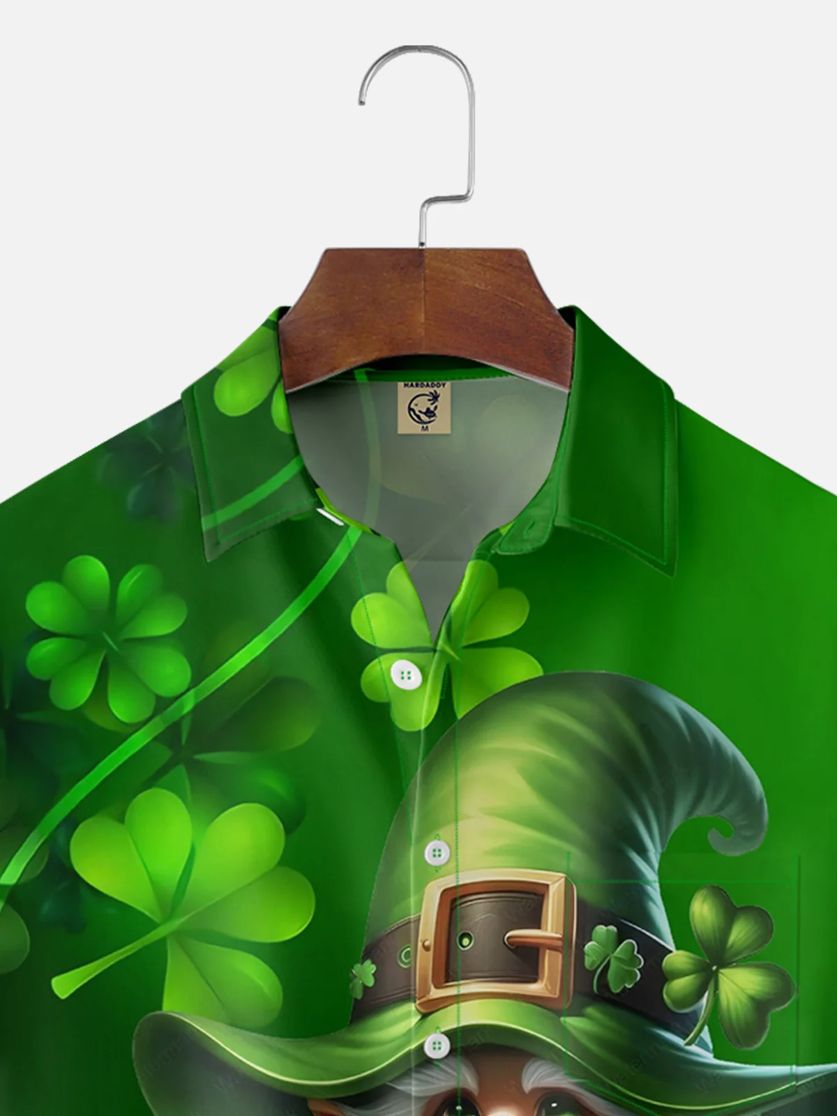 Moisture-wicking St Patricks Day Gnome Shamrock Chest Pocket Casual Shirt