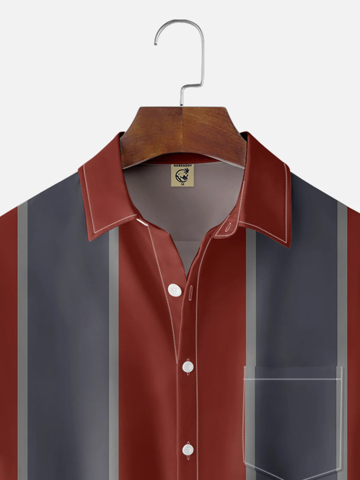 Moisture-wicking Striped Chest Pocket Bowling Shirt