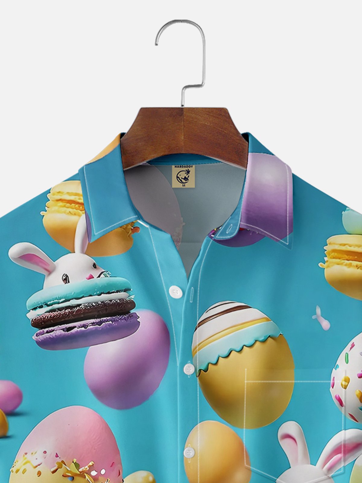 Moisture-wicking Easter Bunny Egg Art Chest Pocket Casual Shirt