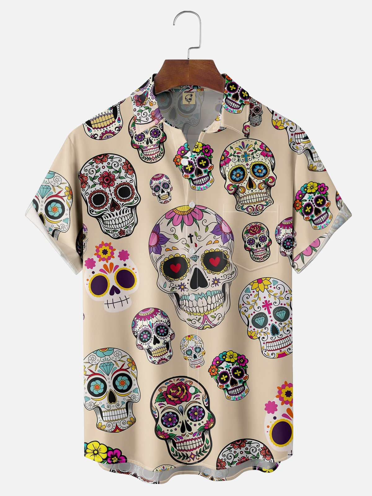 Moisture-wicking Cinco de Mayo Mexican Skull Chest Pocket Casual Shirt