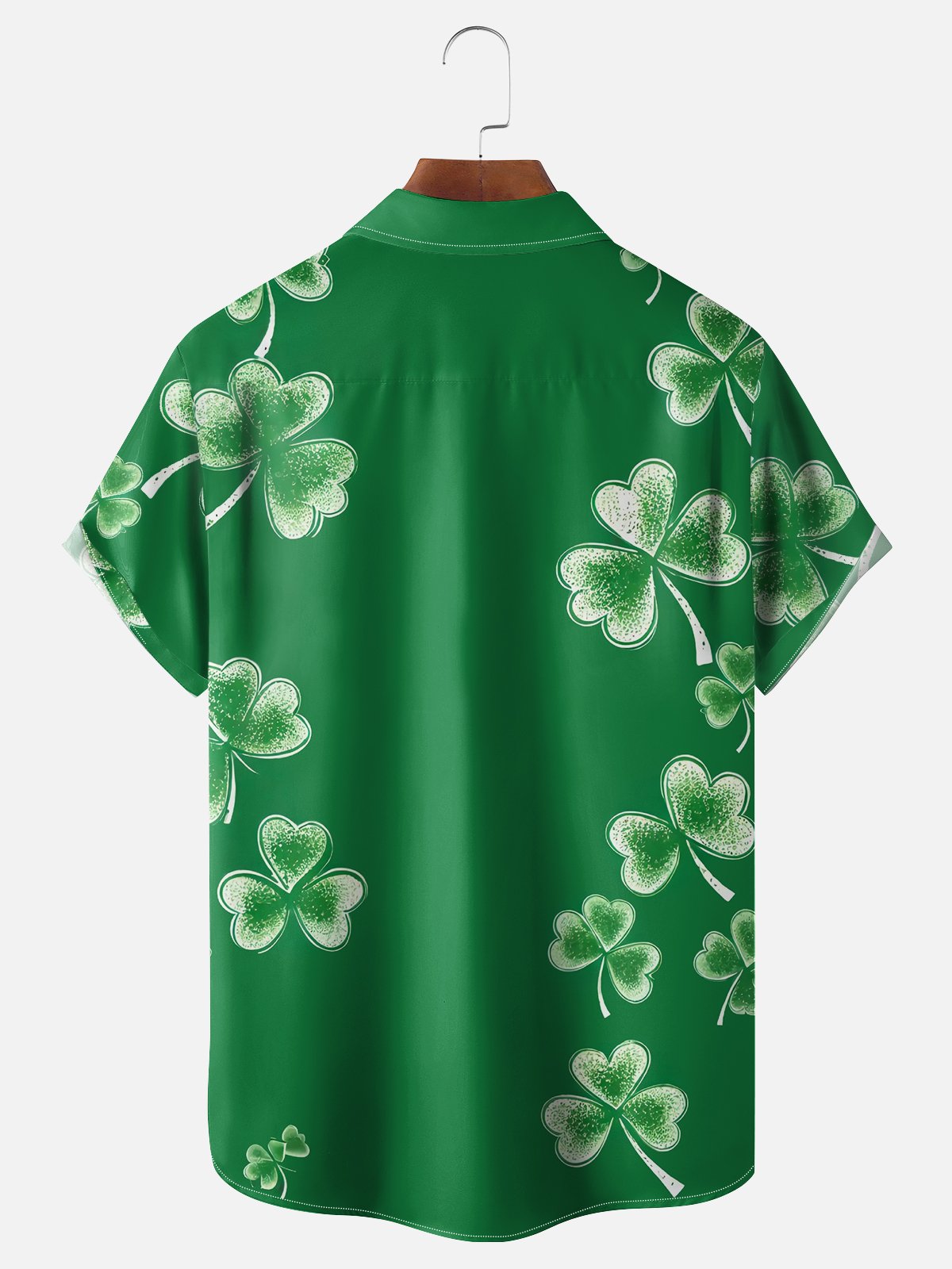 Moisture Wicking St. Patrick's Day Shamrock Chest Pocket Hawaiian Shirt