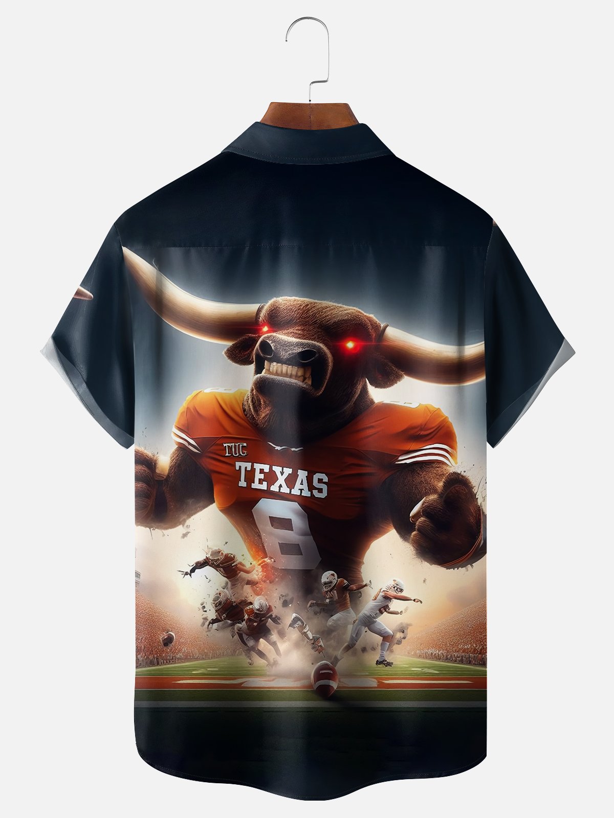 Moisture-wicking Texas American Football Art Rage Longhorn Chest Pocket Casual Shirt