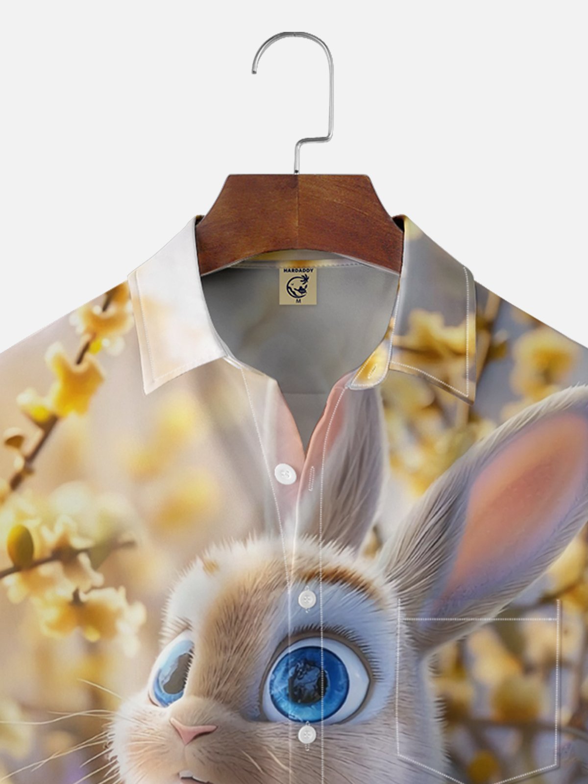 Moisture-wicking Happy Easter Bunny Egg Art Chest Pocket Casual Shirt