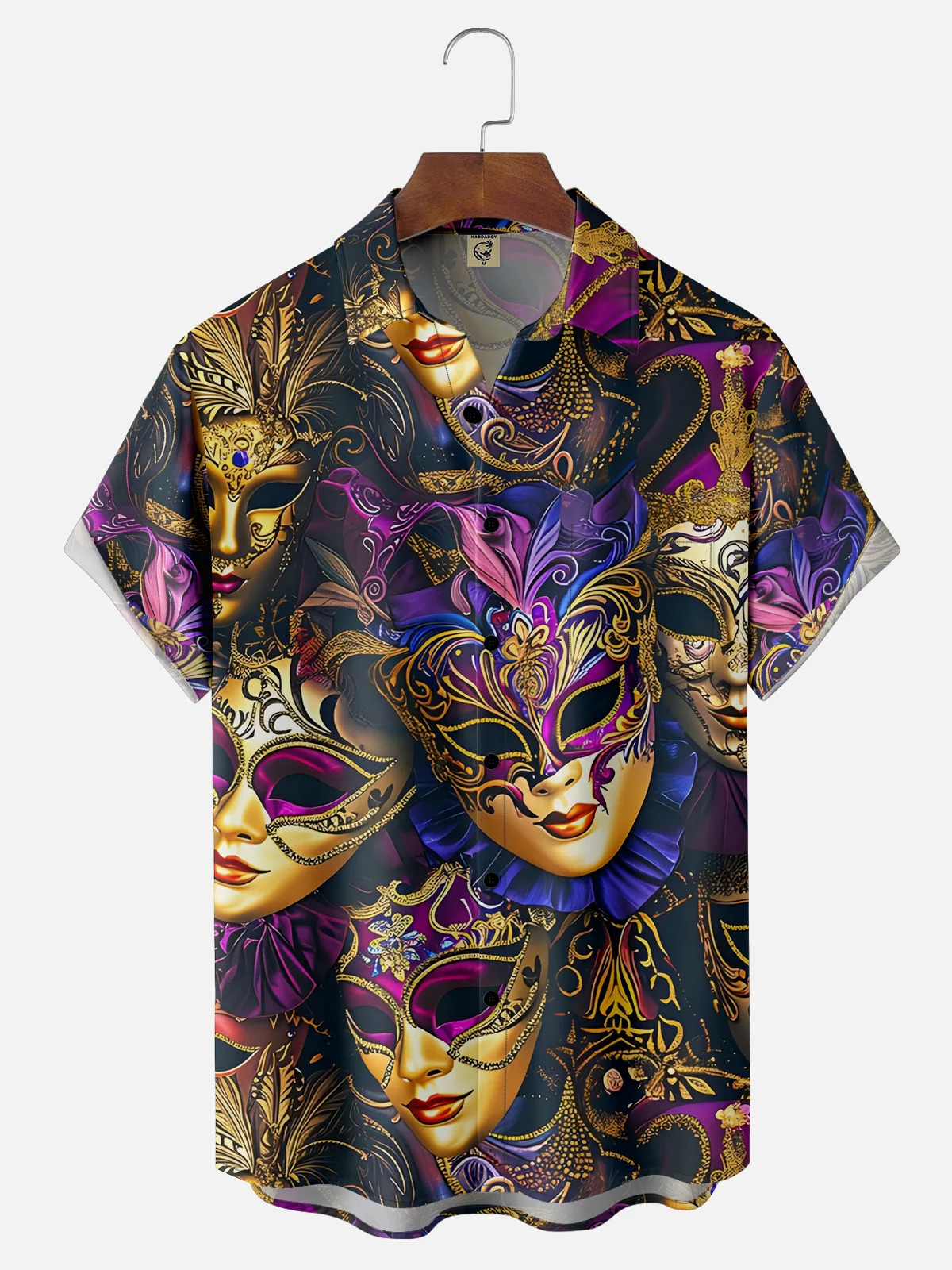 Moisture-wicking Mardi Gras Mask Chest Pocket Casual Shirt