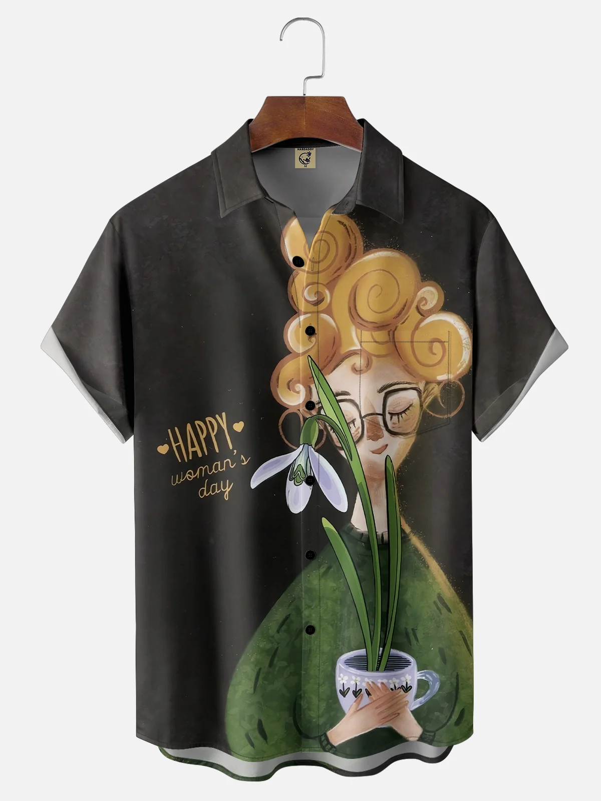 Moisture-wicking Happy Women's Day Art Painting Chest Pocket Casual Shirt