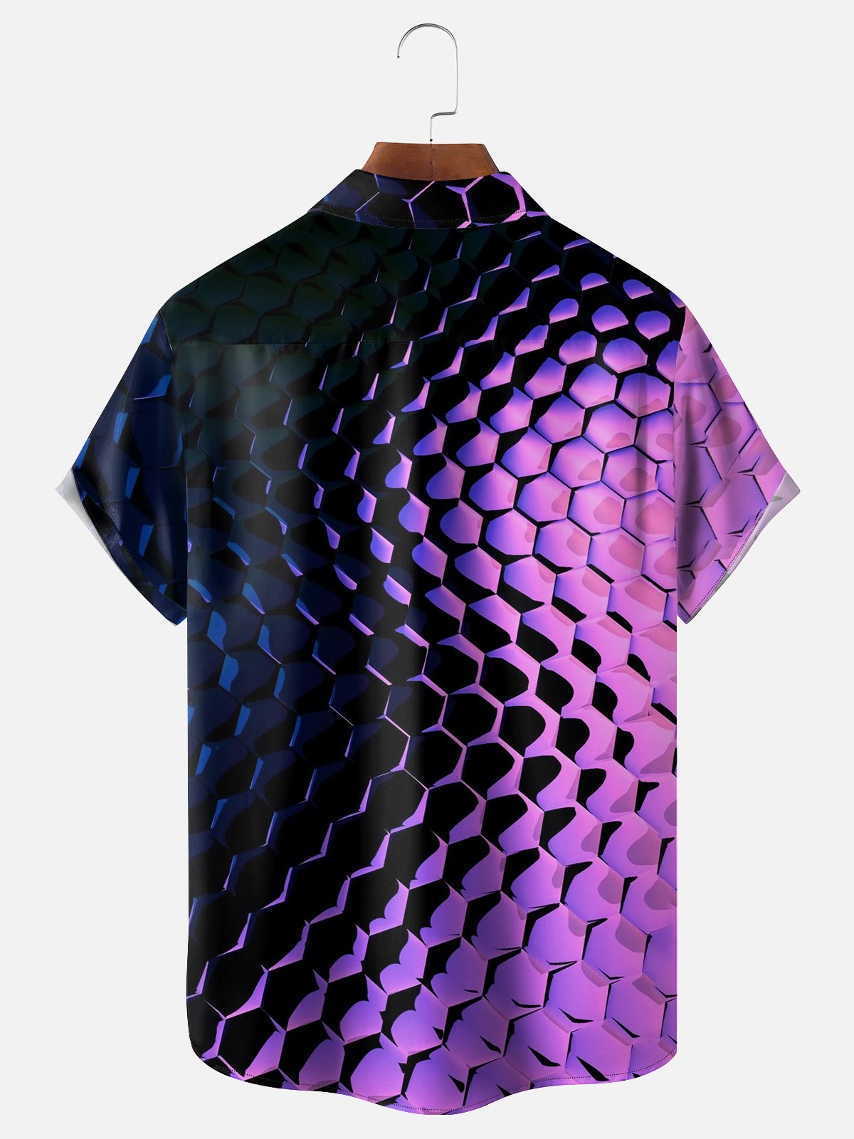 Moisture-wicking Gradient Honeycomb Geomatric Chest Pocket Casual Shirt