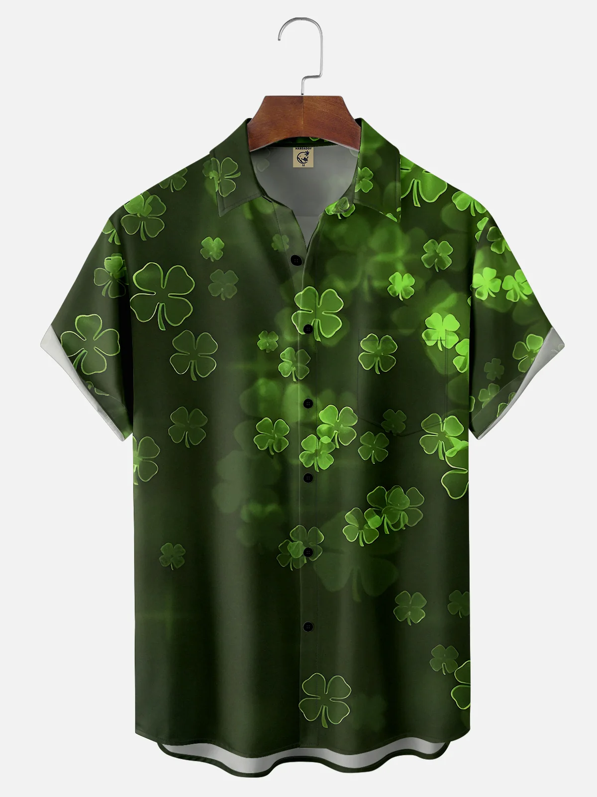 Moisture-wicking St. Patrick's Day Lucky Clover Classic Chest Pocket Hawaiian Shirt