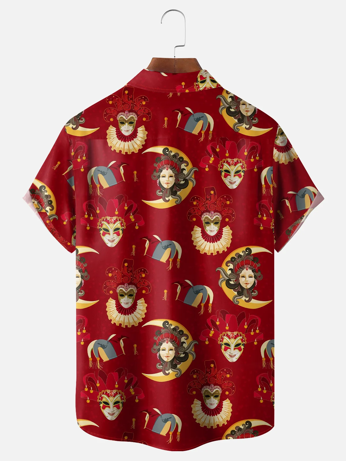 Moisture-wicking Mardi Gras Mask Moon Chest Pocket Casual Shirt