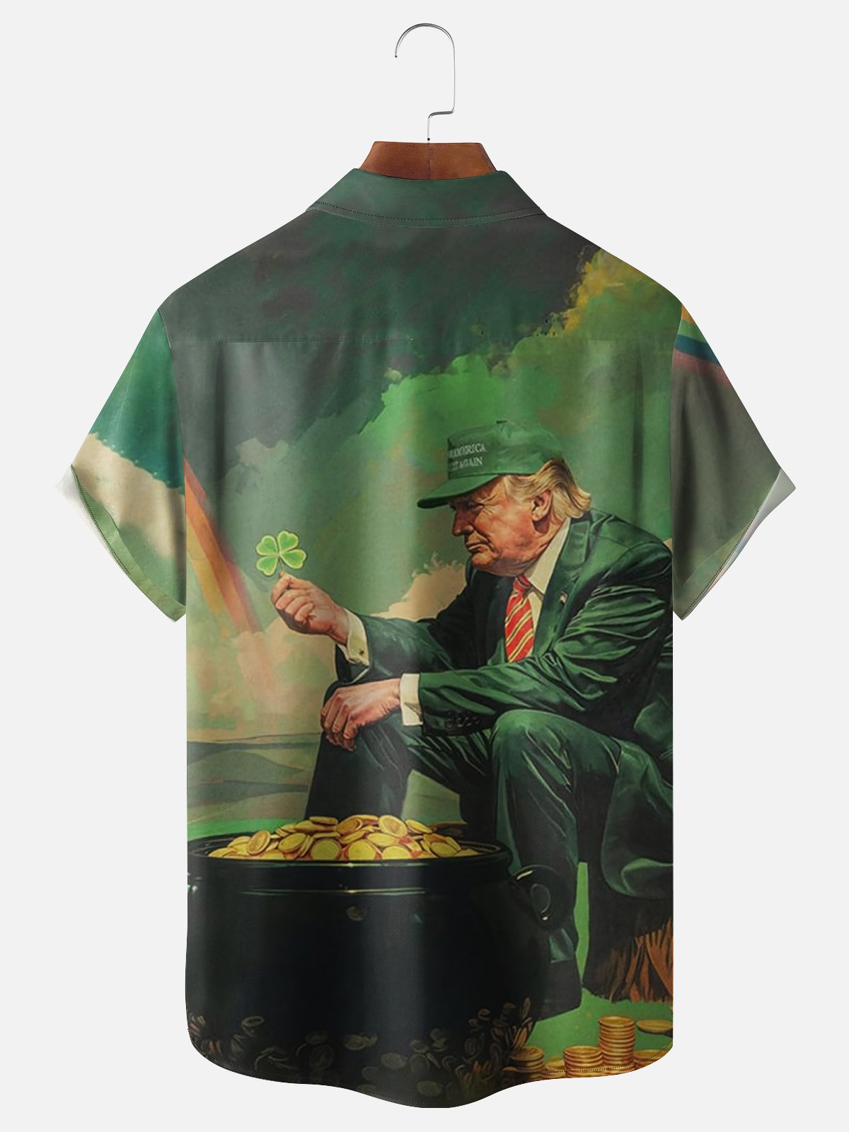 Moisture-wicking Trump Makes St. Patrick's Day Great Again Chest Pocket Casual Shirt