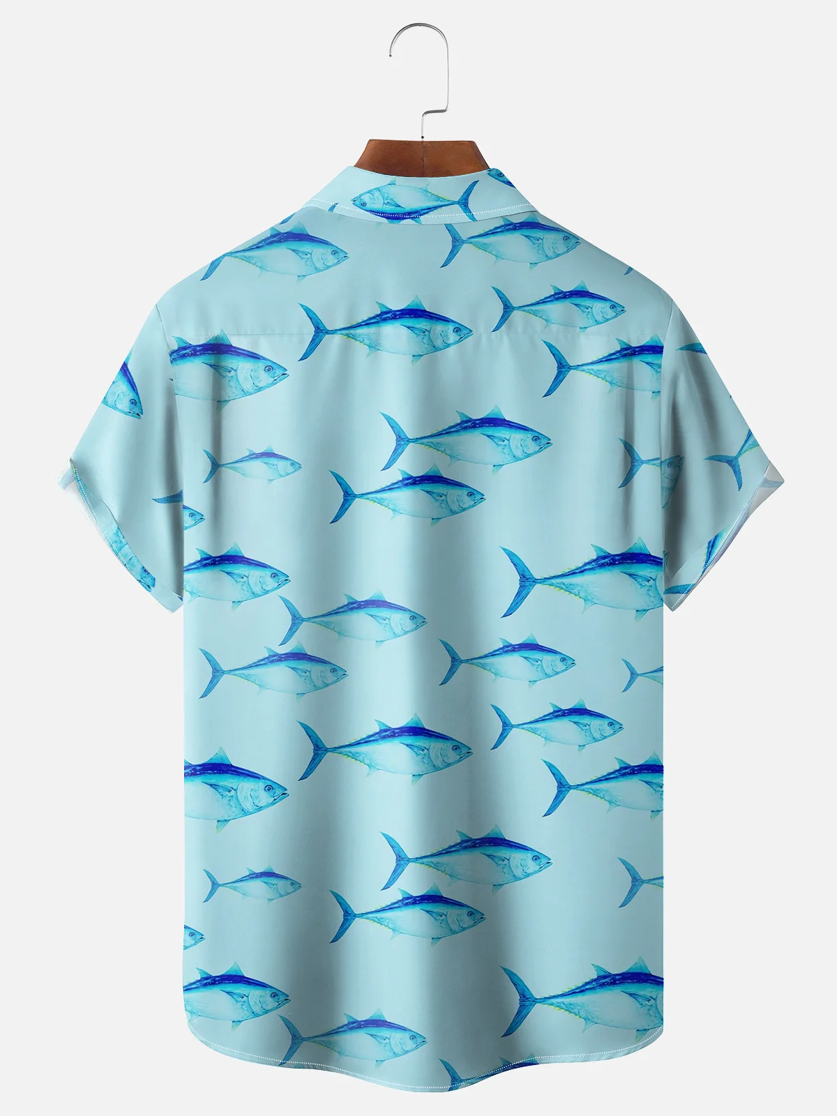 Moisture-wicking Marine Fish Chest Pocket Hawaiian Shirt