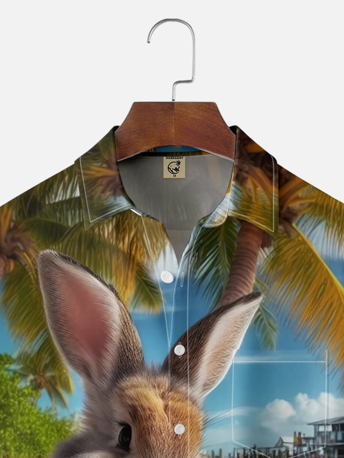 Moisture-wicking Happy Easter Bunny Beach Cocktail Chest Pocket Hawaiian Shirt