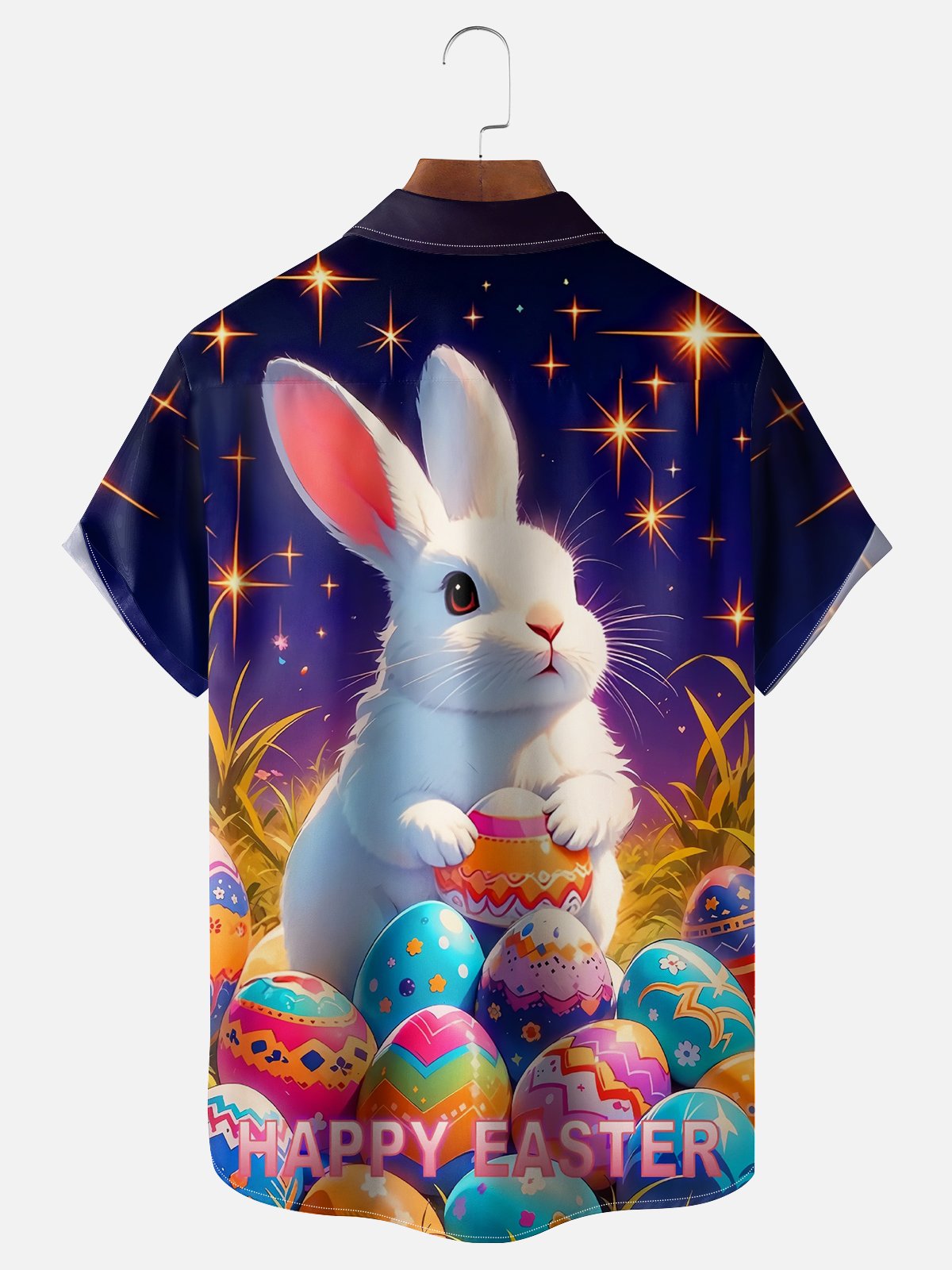 Moisture-wicking Happy Easter Rabbit Egg Chest Pocket Casual Shirt