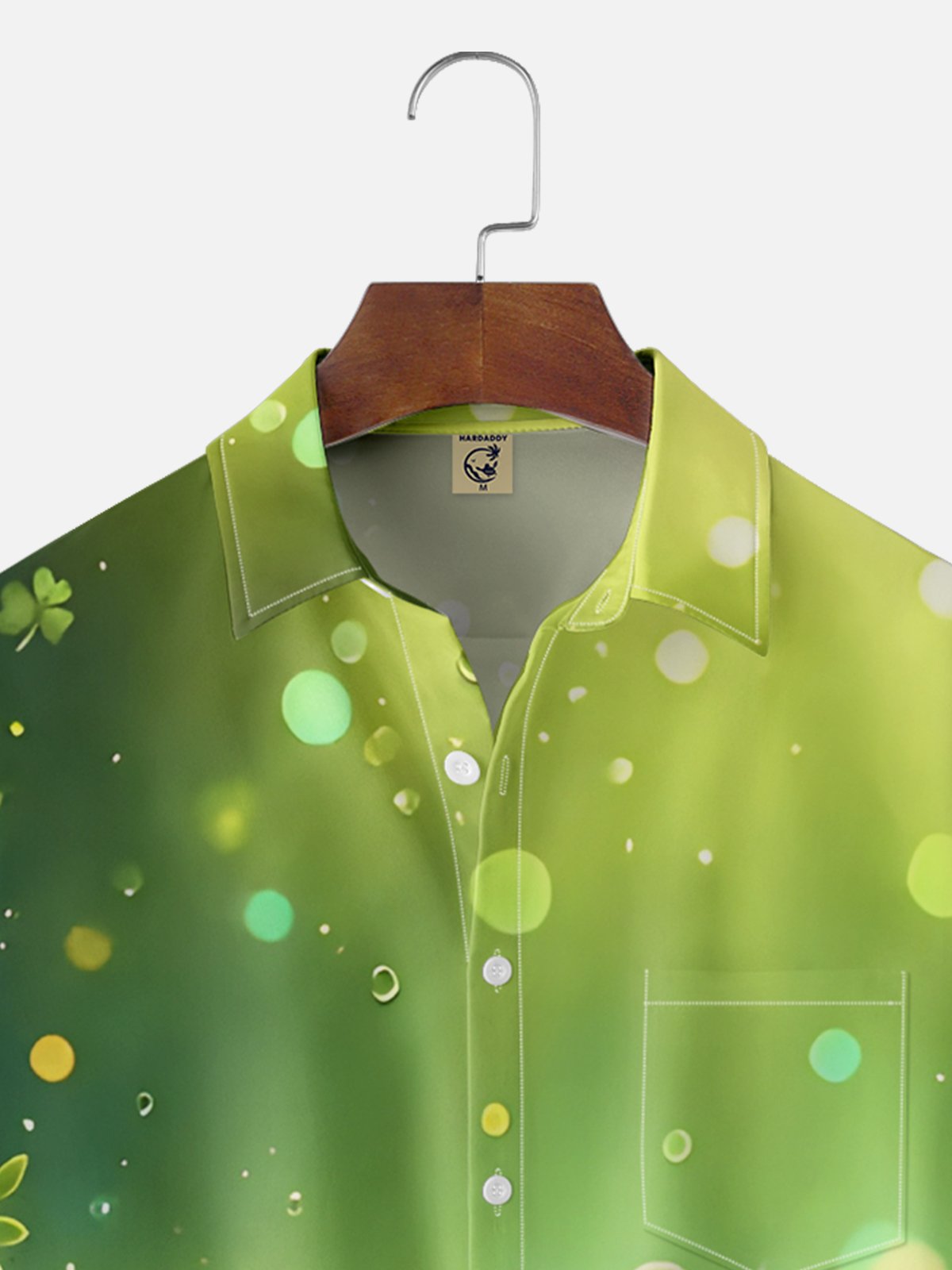 Moisture Wicking St. Patrick's Day Shamrock Chest Pocket Hawaiian Shirt