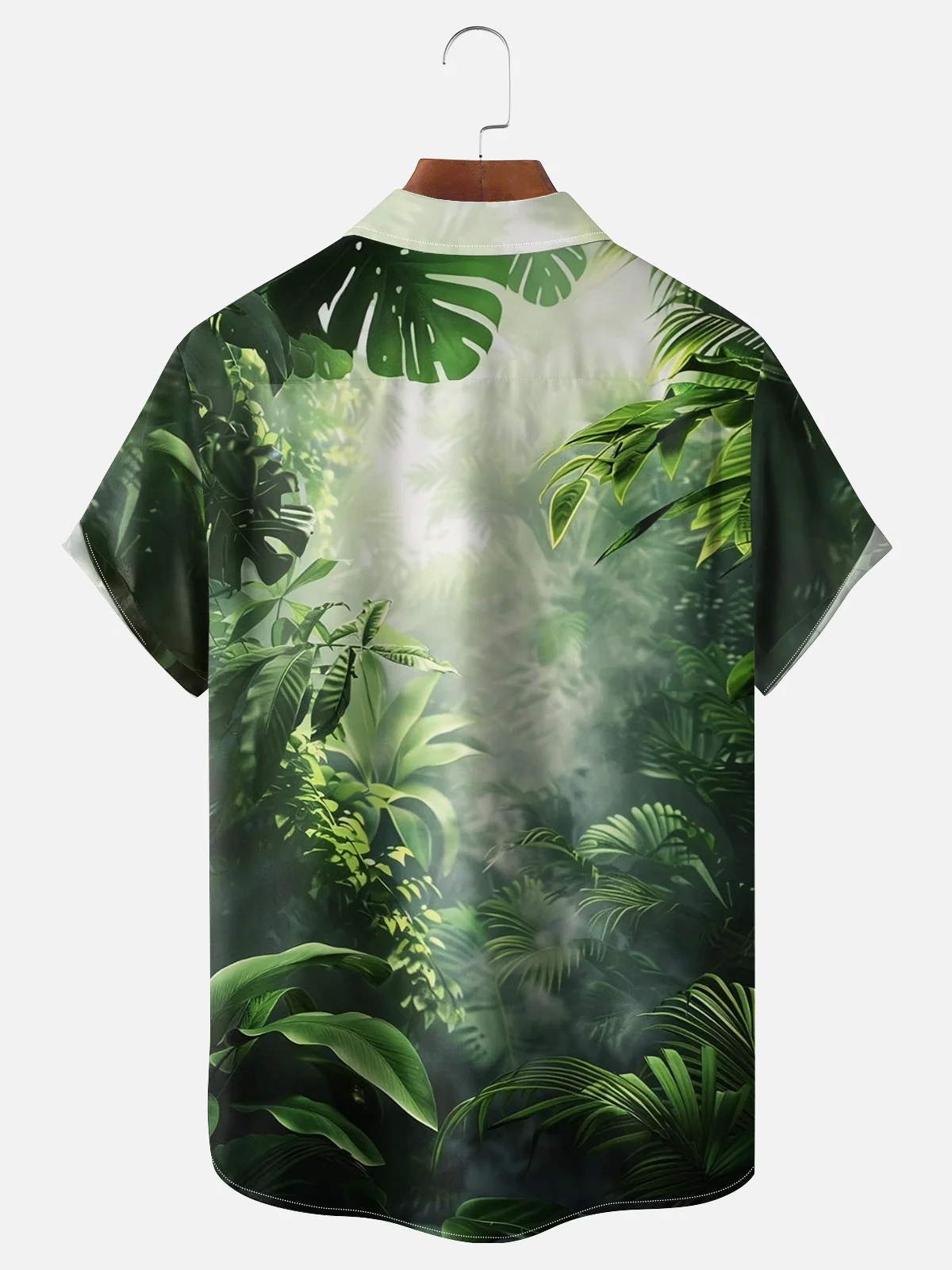 Moisture-wicking Rainforest Scenery Chest Pocket Hawaiian Shirt