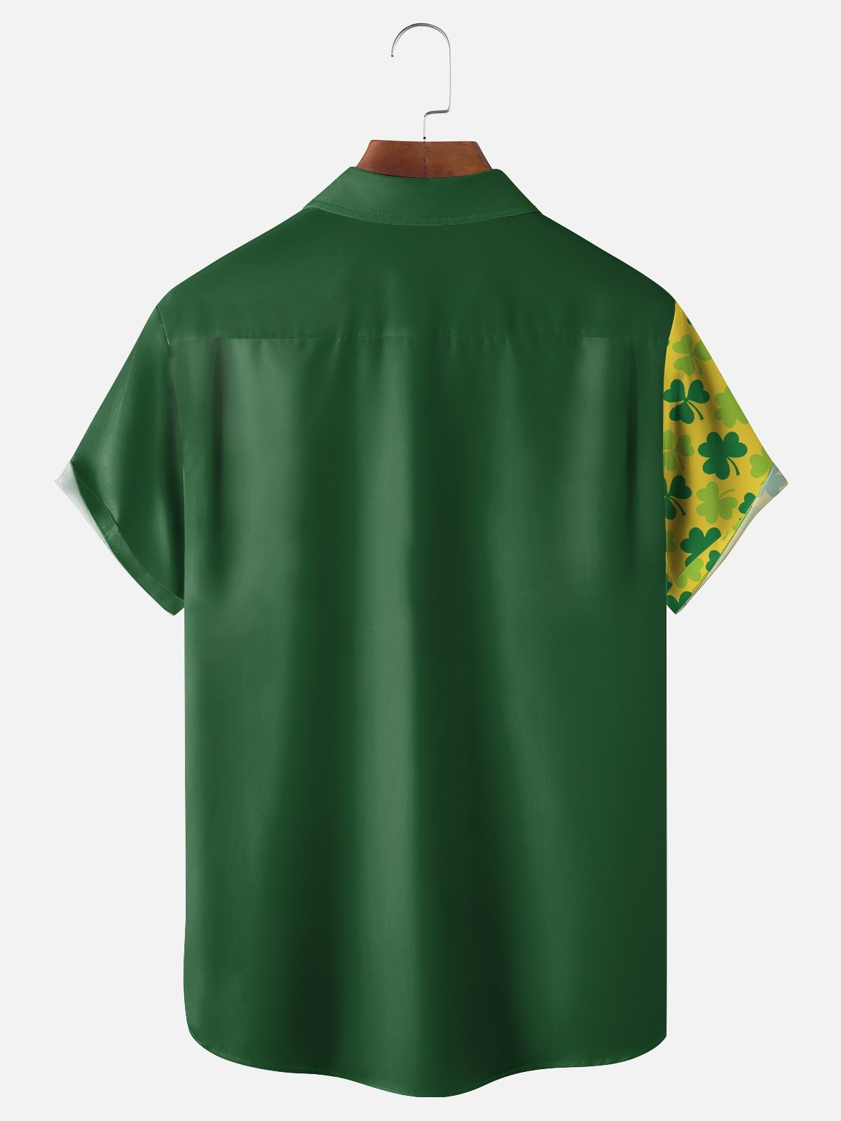 Moisture-wicking St. Patrick's Day Clover Cat Chest Pocket Bowling Shirt