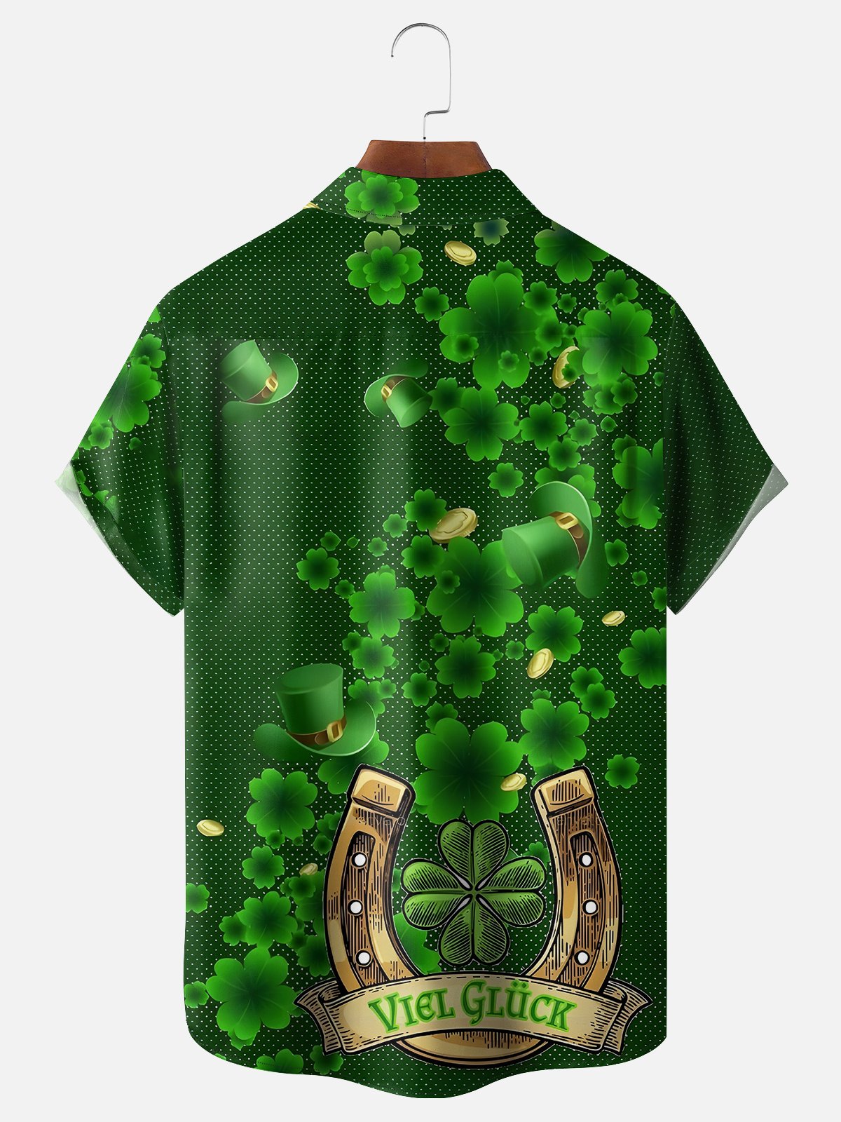 Moisture-wicking Happy St. Patrick's Day Lucky Clover Green Chest Pocket Casual Shirt