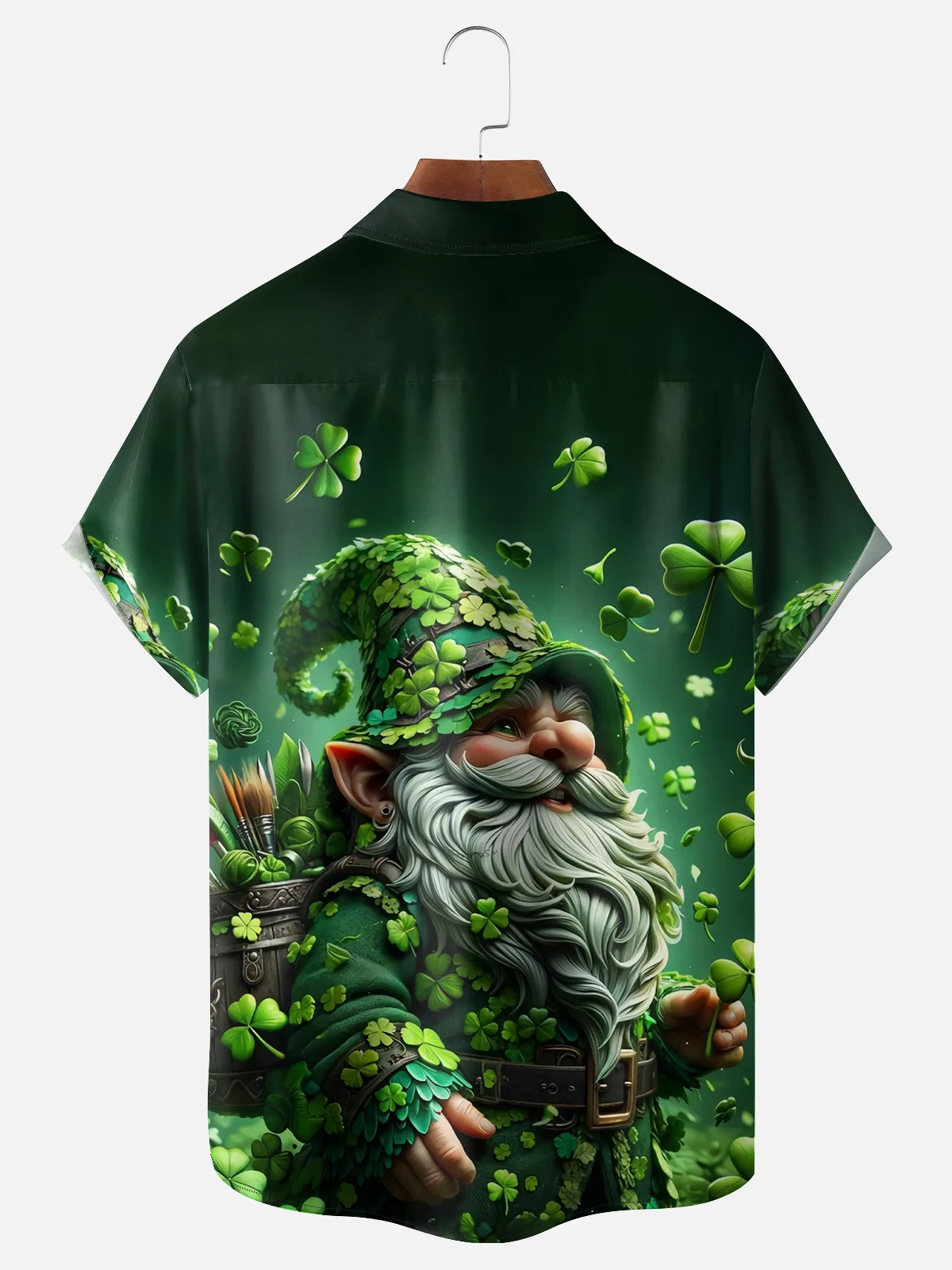 Moisture-wicking St. Patrick'S Day Clover Gnome Chest Pocket Casual Shirt