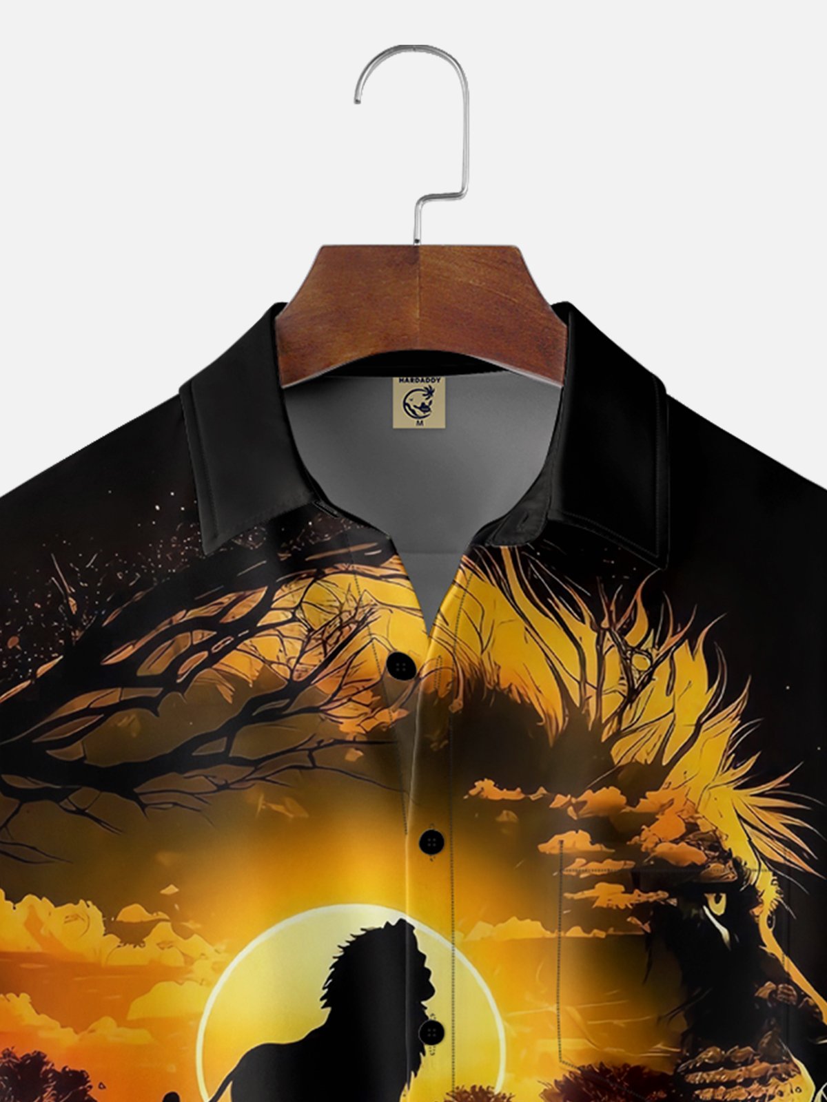 Moisture Wicking Lion Chest Pocket Casual Hawaiian Shirt