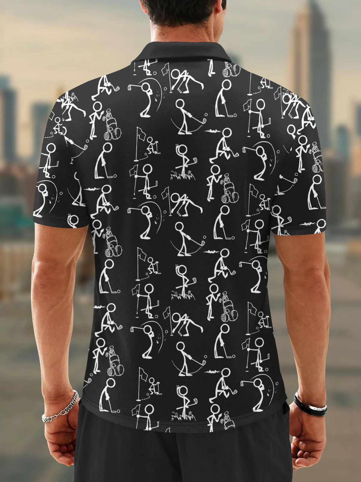 Moisture Wicking Abstract Line Drawing Of People Golf Polo