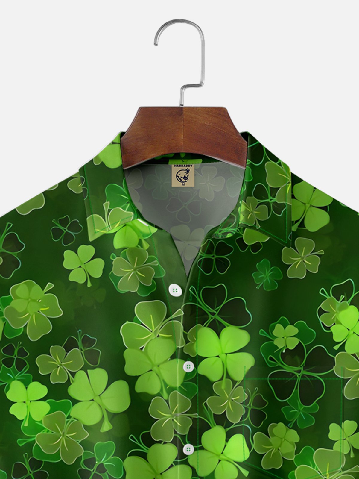 Moisture-wicking St. Patrick's Day Four Leaf Clover Chest Pocket Casual Shirt