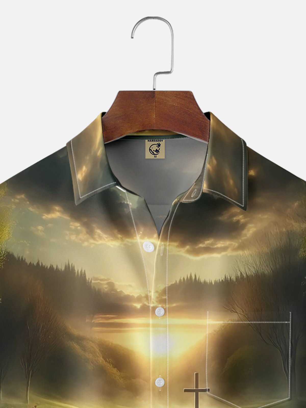 Moisture-wicking Religious Bible Cross Art Chest Pocket Casual Shirt