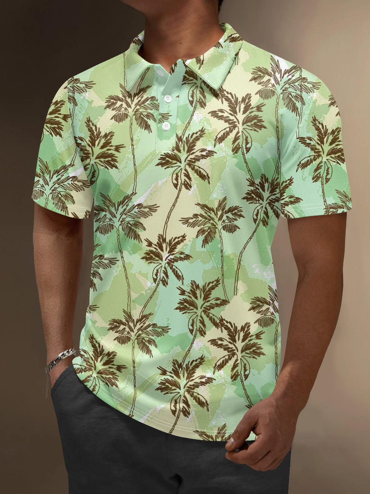 Moisture Wicking Hawaiian Coconut Trees Golf Polo