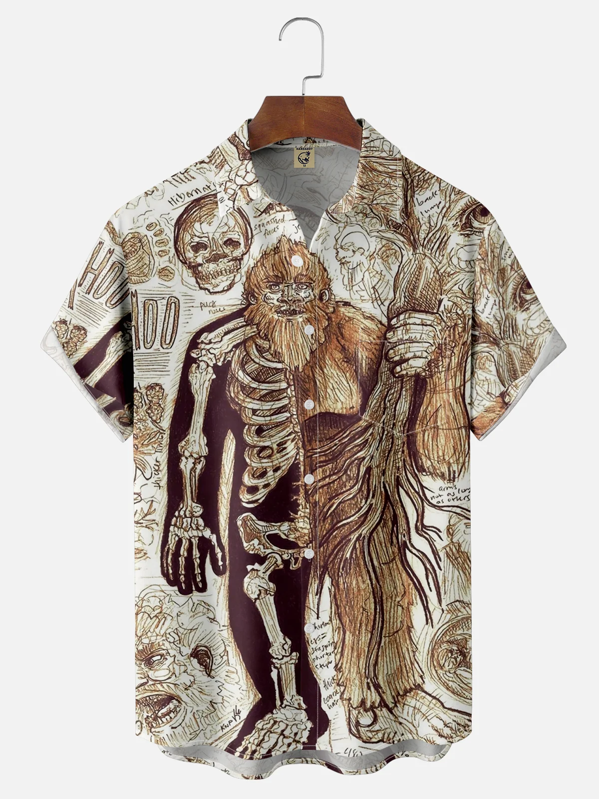 Moisture-wicking Bigfoot Art Analysis Chest Pocket Hawaiian Shirt