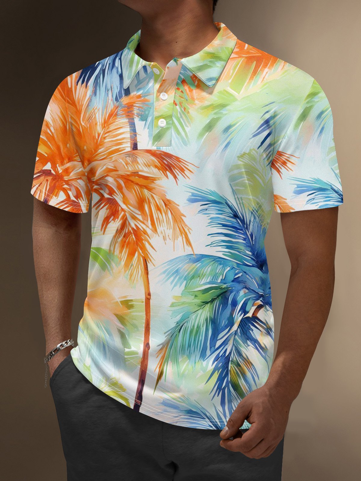 Moisture Wicking Hawaiian Coconut Trees Golf Polo