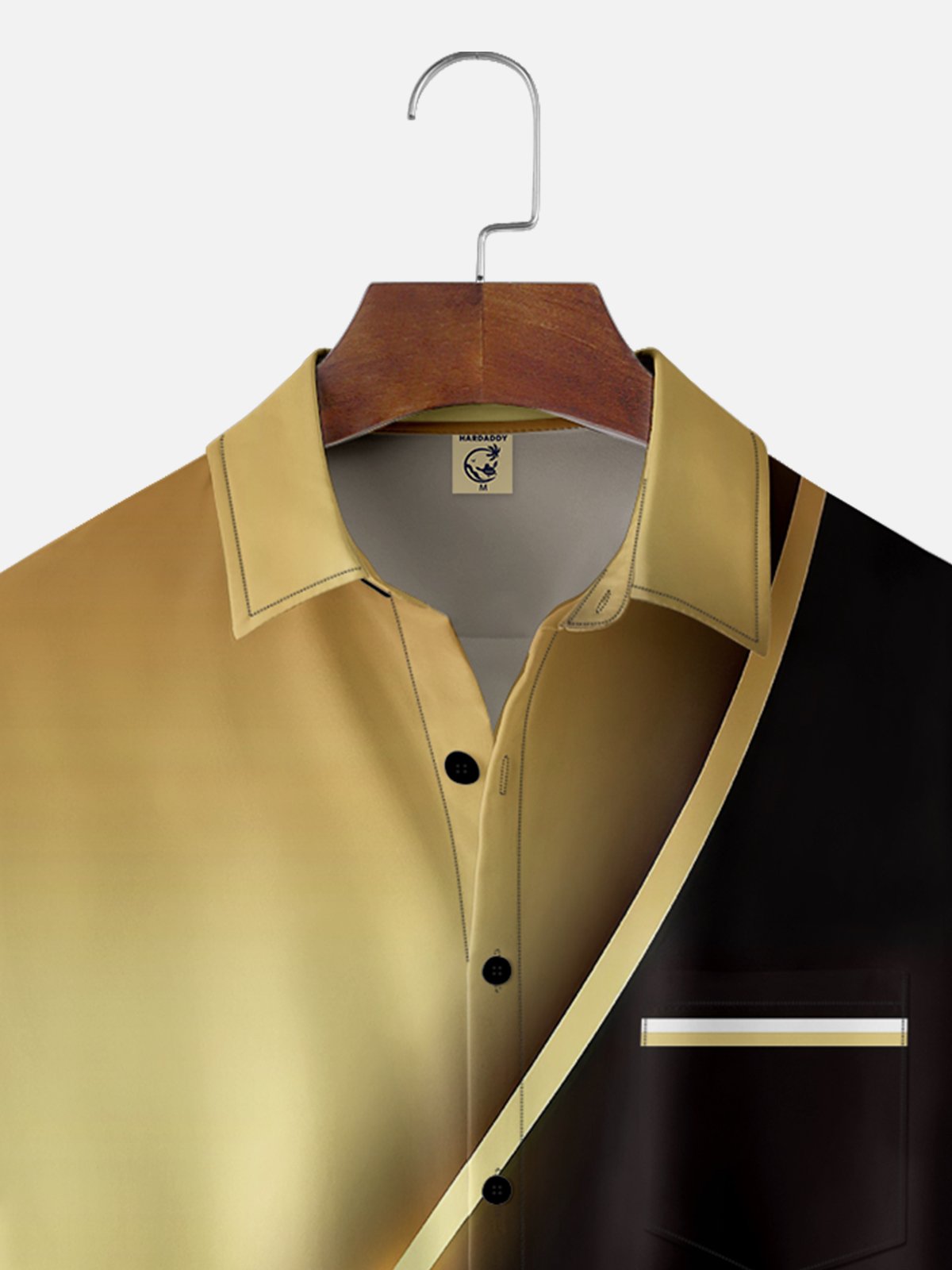 Moisture-wicking Classic Two-tone Art Black And Gold Chest Pocket Casual Shirt