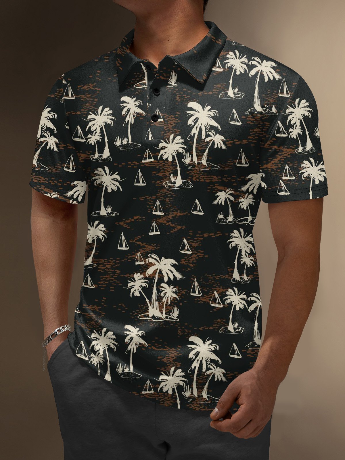 Moisture Wicking Coconut Tree Sailboat Golf Polo