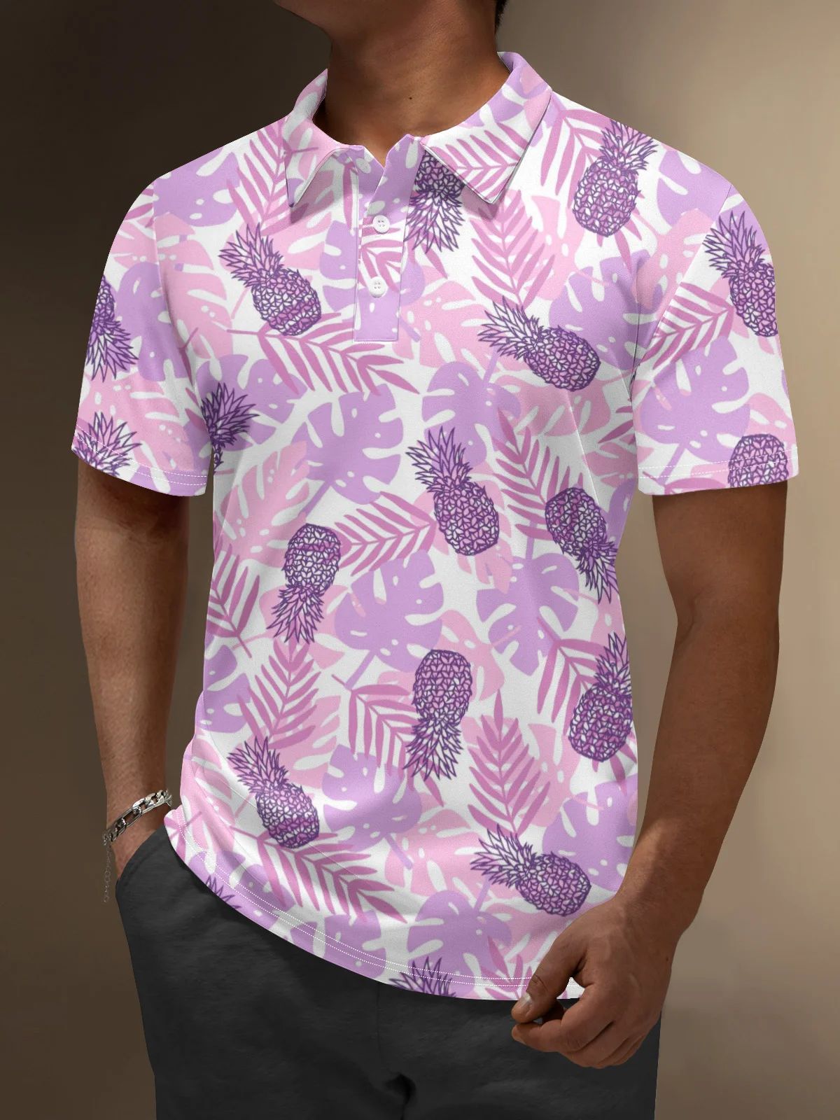 Moisture Wicking Pineapple Leaves Golf Polo